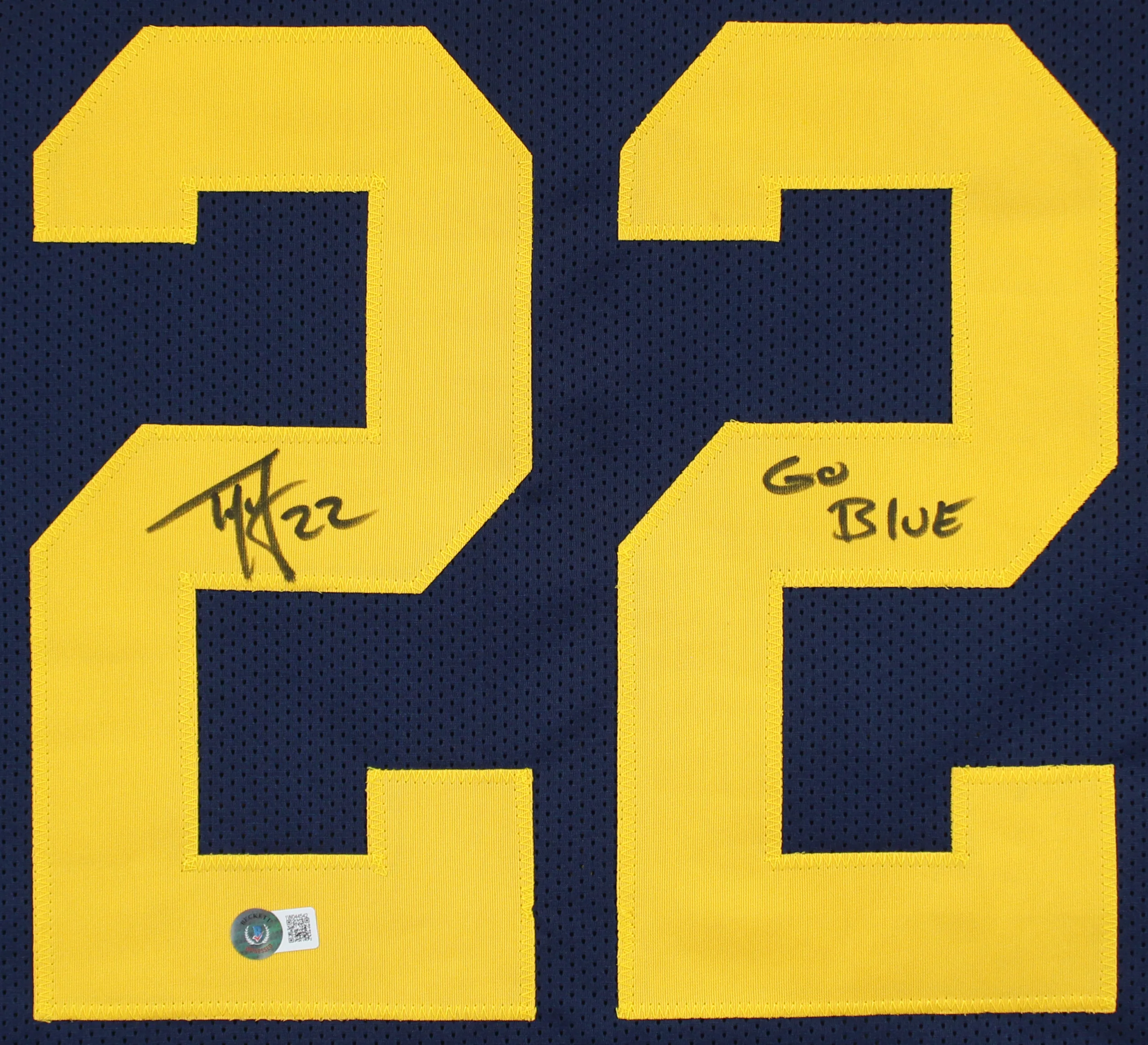 Michigan Ty Law "Go Blue" Signed Navy Blue Pro Style Framed Jersey BAS Witnessed - Image 3
