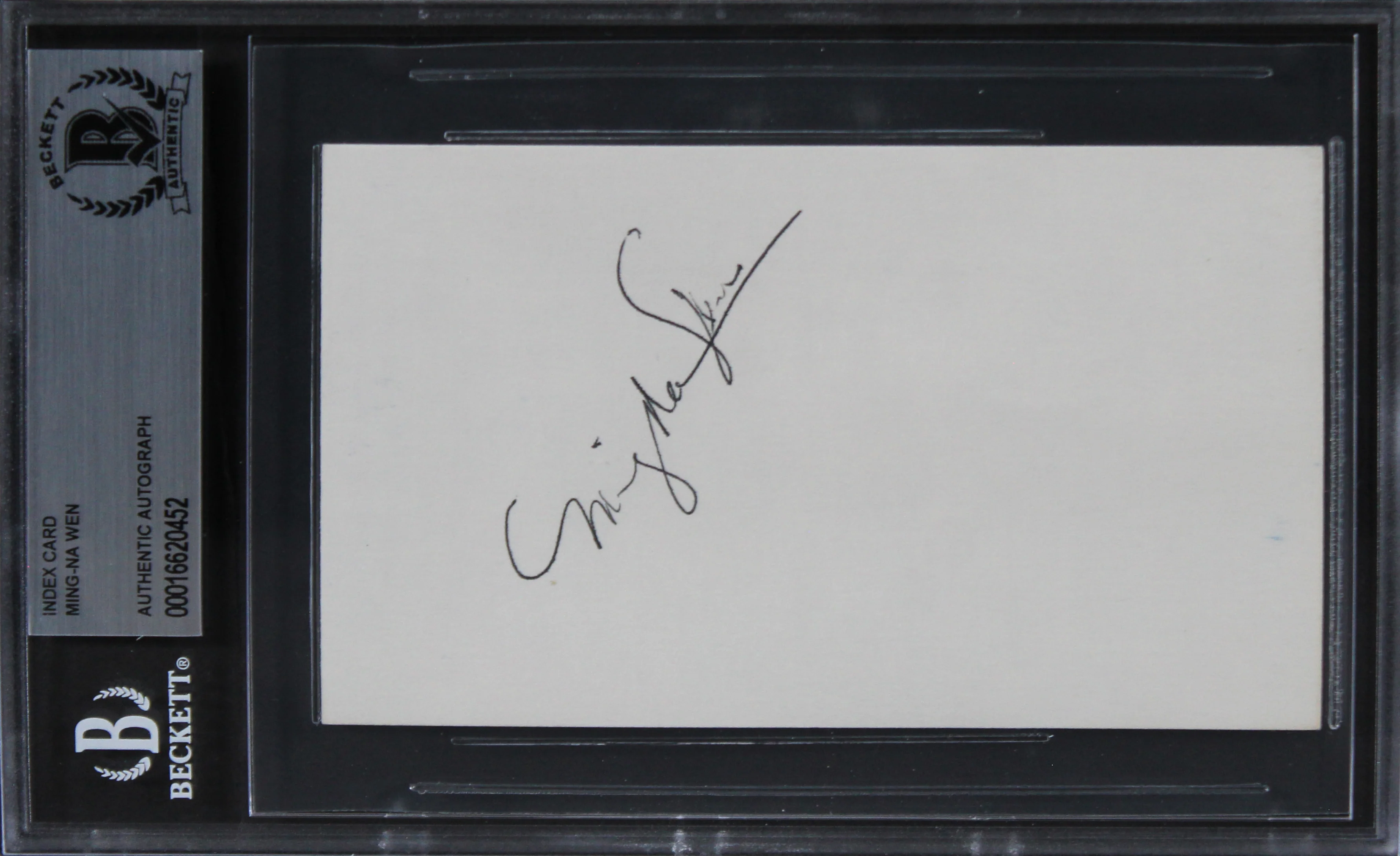 Ming-Na Wen Mulan Authentic Signed 3x5 Index Card Autographed BAS Slabbed