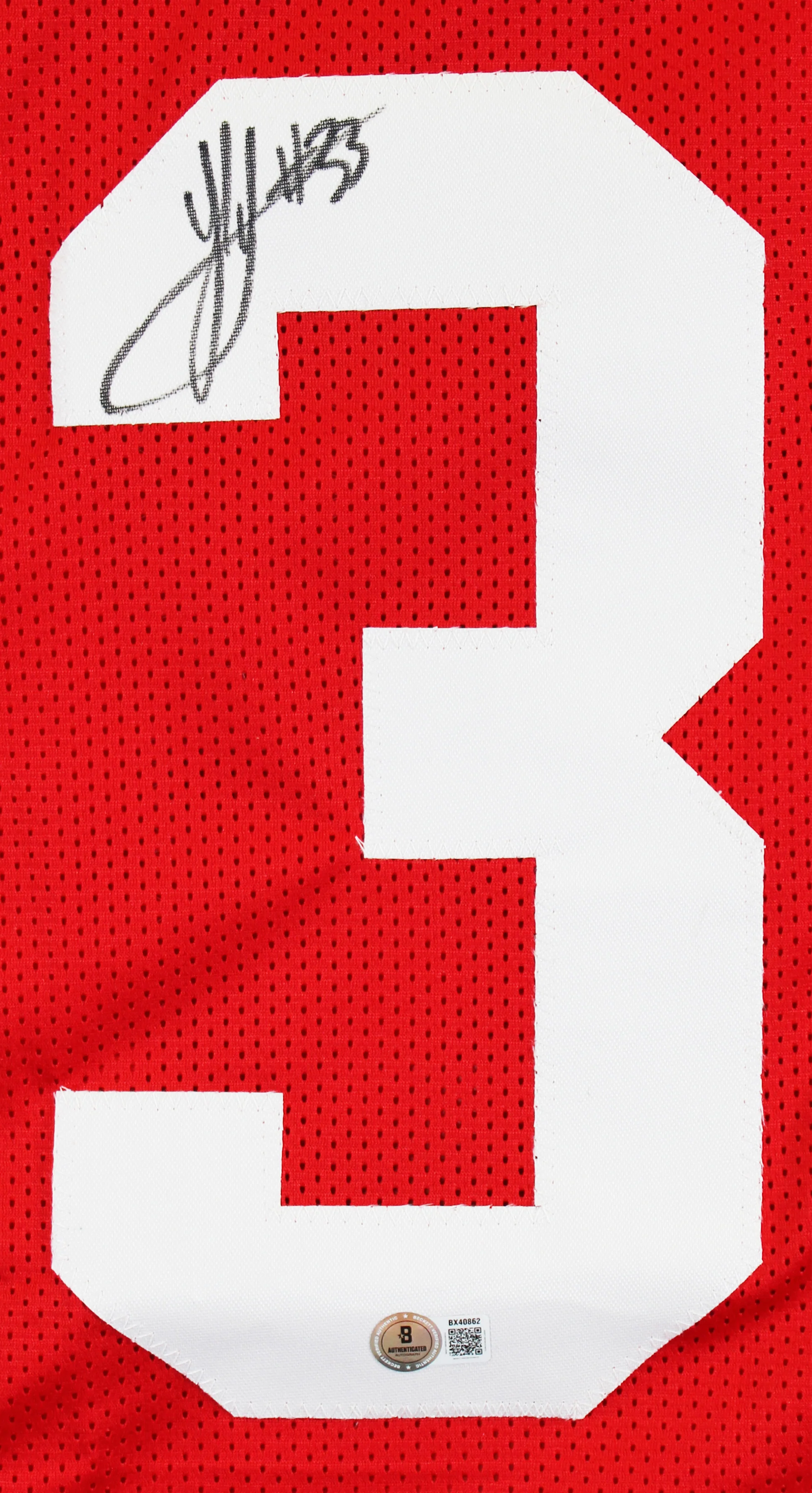 Ohio State Jack Sawyer Authentic Signed Red Pro Style Jersey Autographed BAS 2 - Image 3