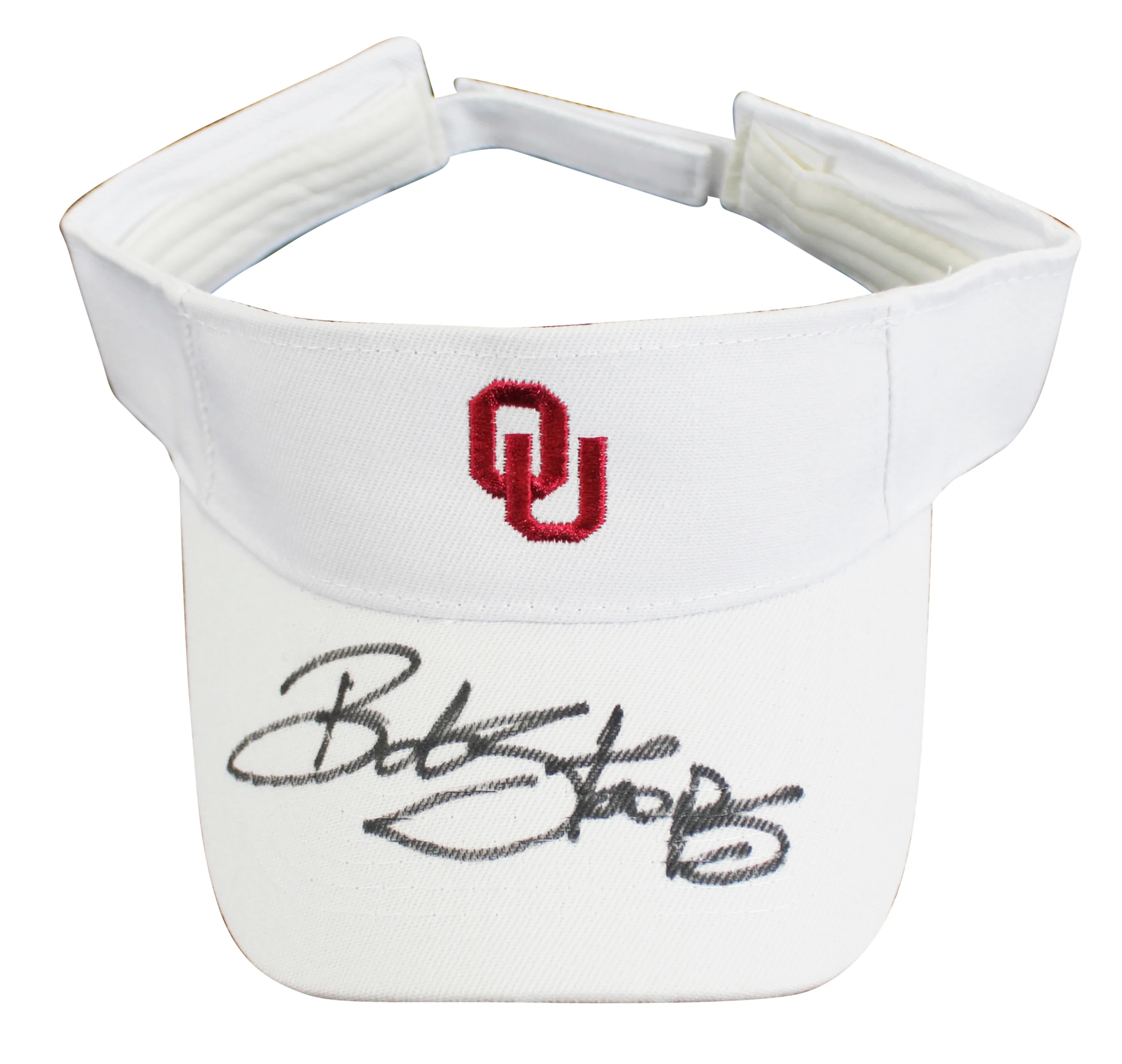 Oklahoma Bob Stoops Authentic Signed White Visor Autographed BAS Witnessed - Image 2