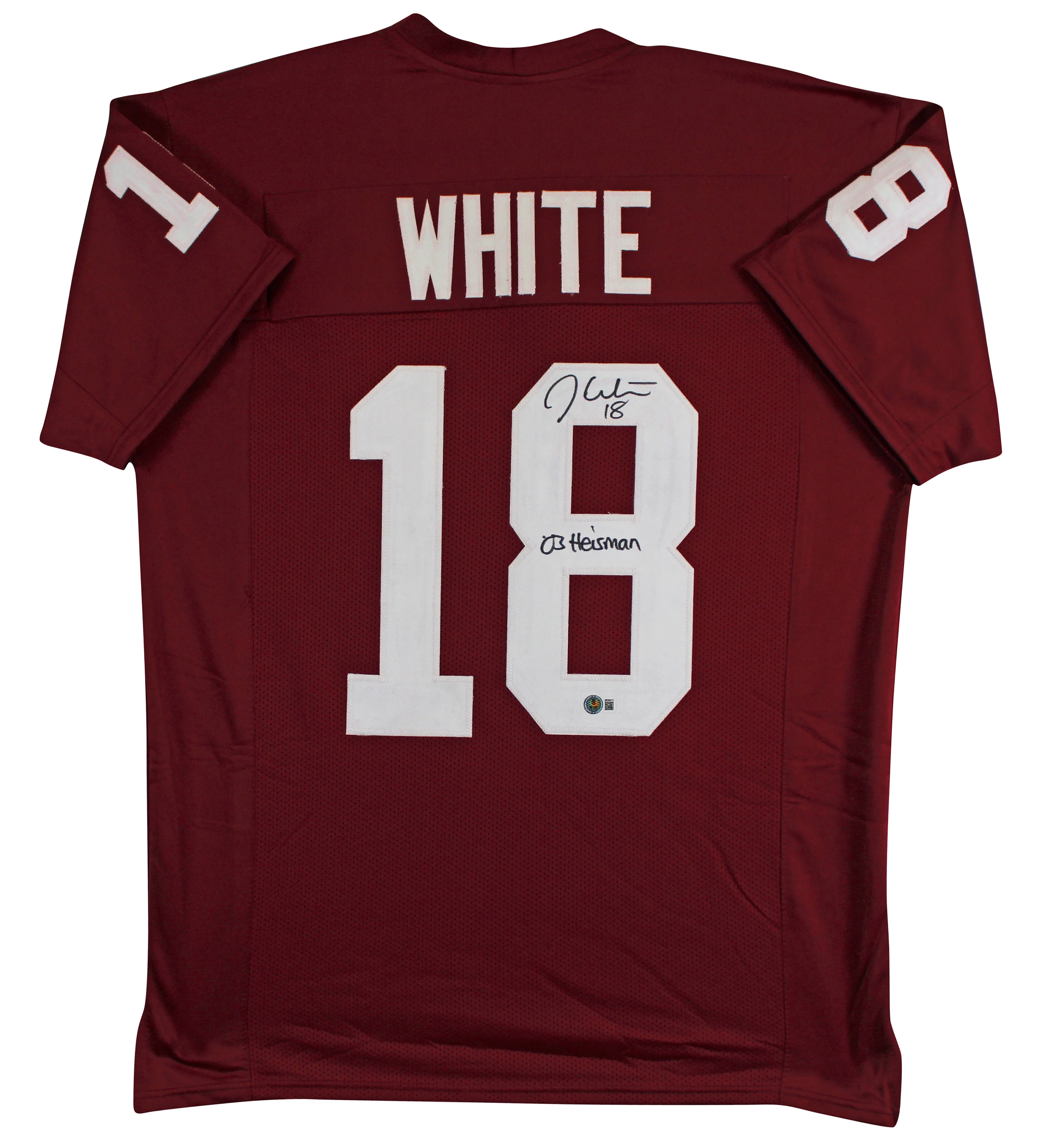 Oklahoma Jason White "03 Heisman" Signed Maroon Pro Style Jersey BAS Witnessed 2 - Image 2