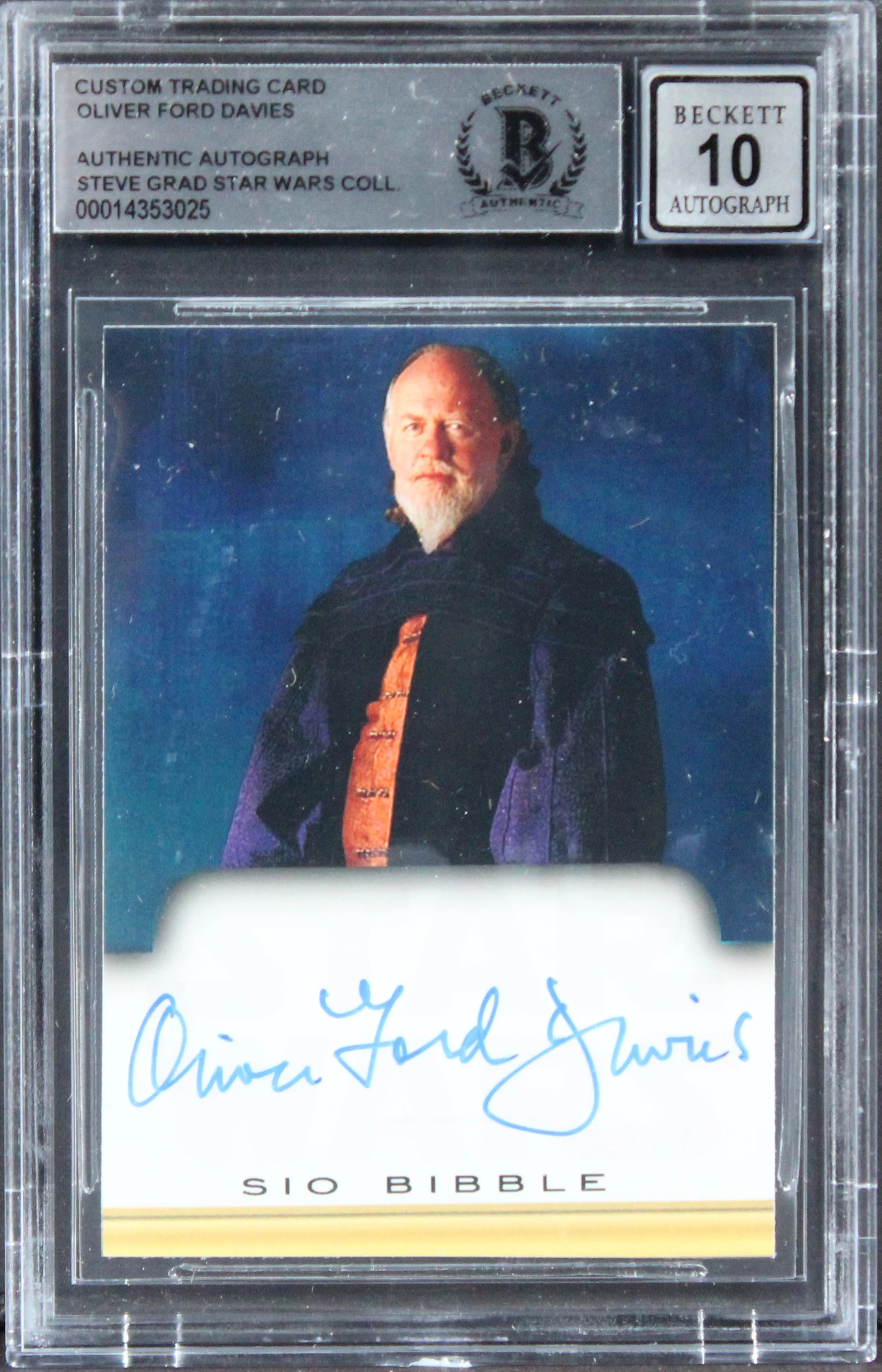 Oliver Ford Davies Star Wars Signed Custom Trading Card Auto 10! BAS Slabbed - Image 2