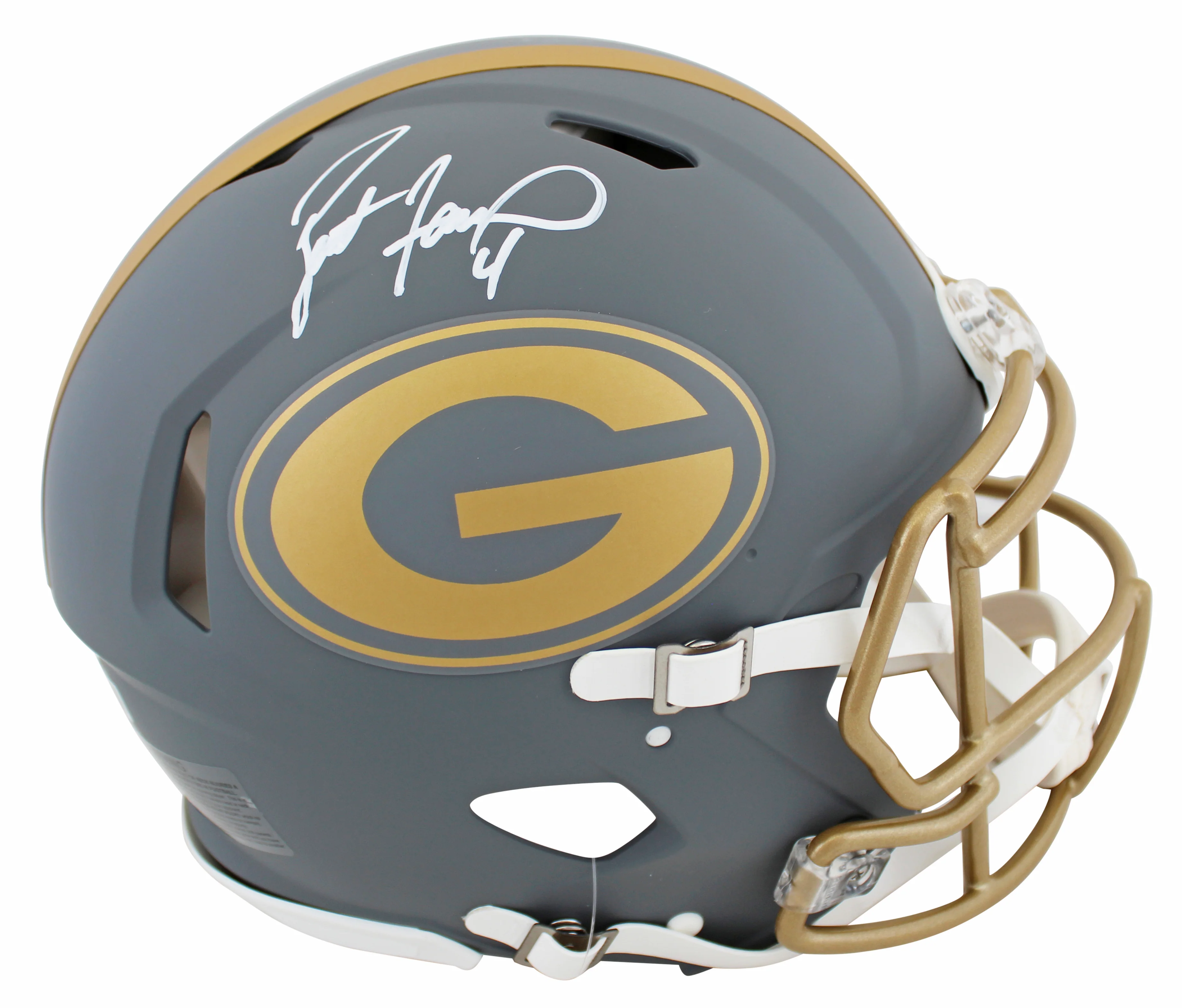 Packers Brett Favre Signed Slate Full Size Speed Proline Helmet w/ Case BAS Wit - Image 3