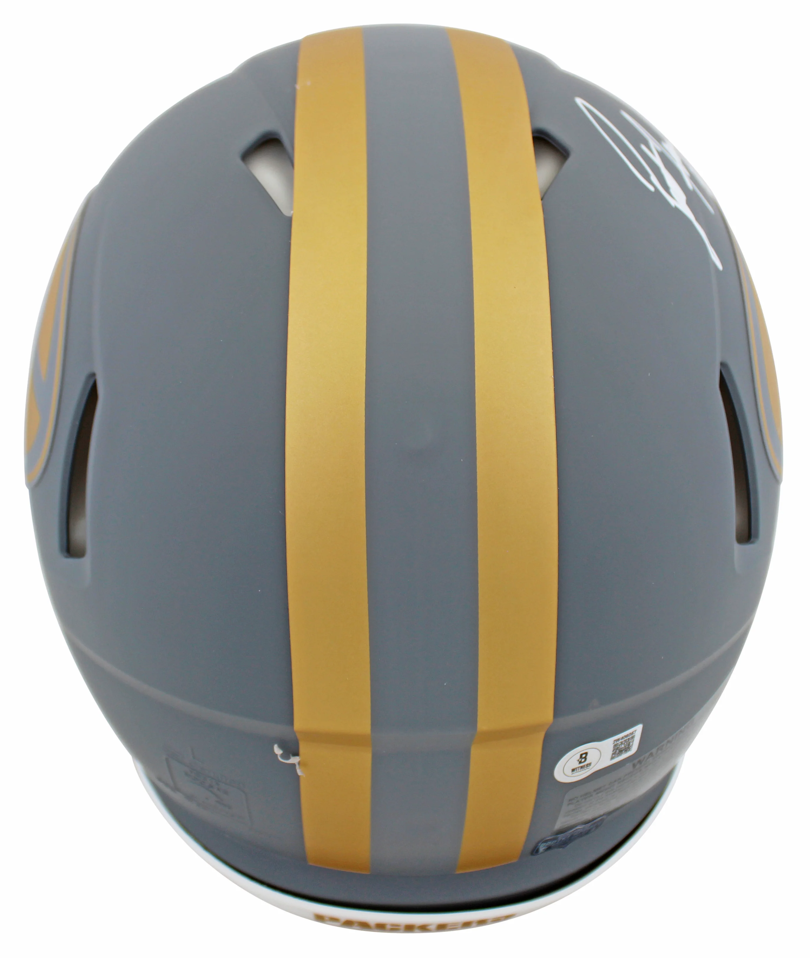 Packers Brett Favre Signed Slate Full Size Speed Proline Helmet w/ Case BAS Wit - Image 4