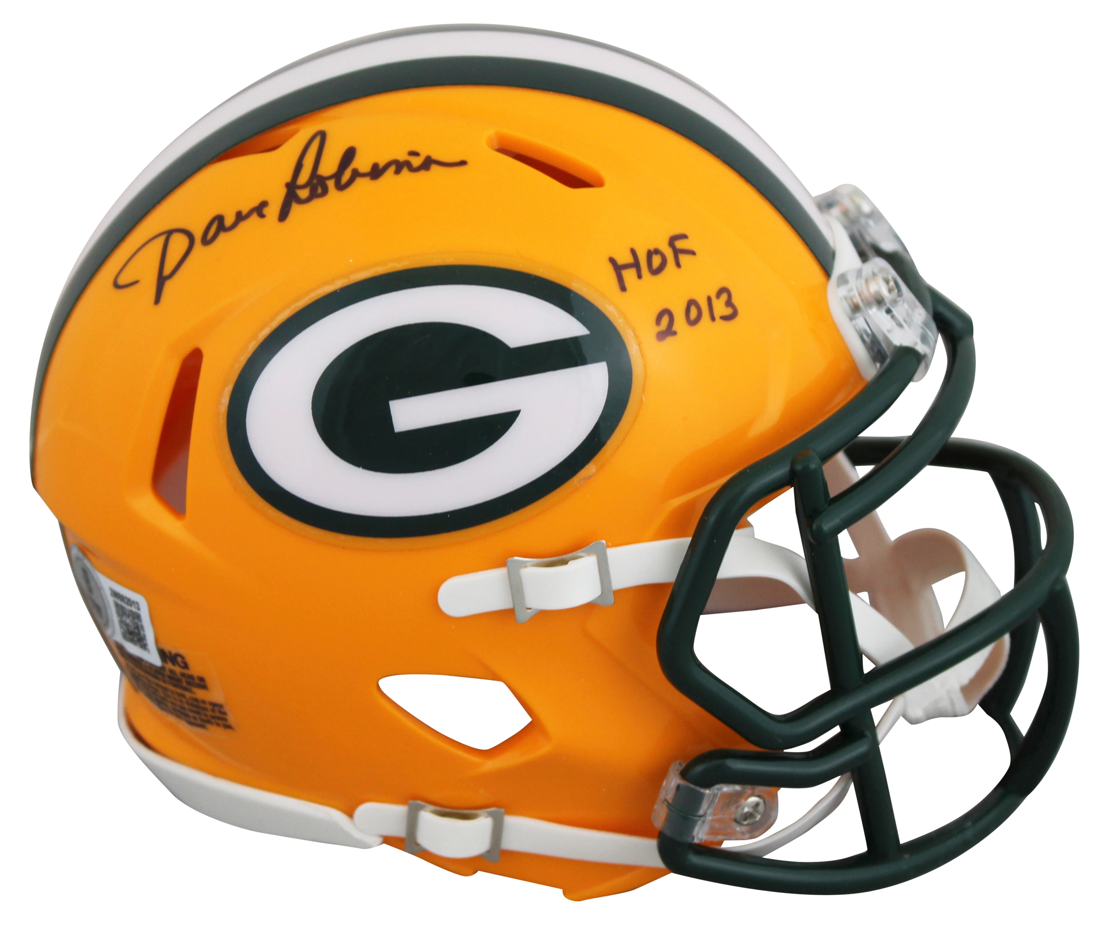 Packers Dave Robinson "HOF 2013" Signed Speed Mini Helmet W/ Case BAS Witnessed - Image 3
