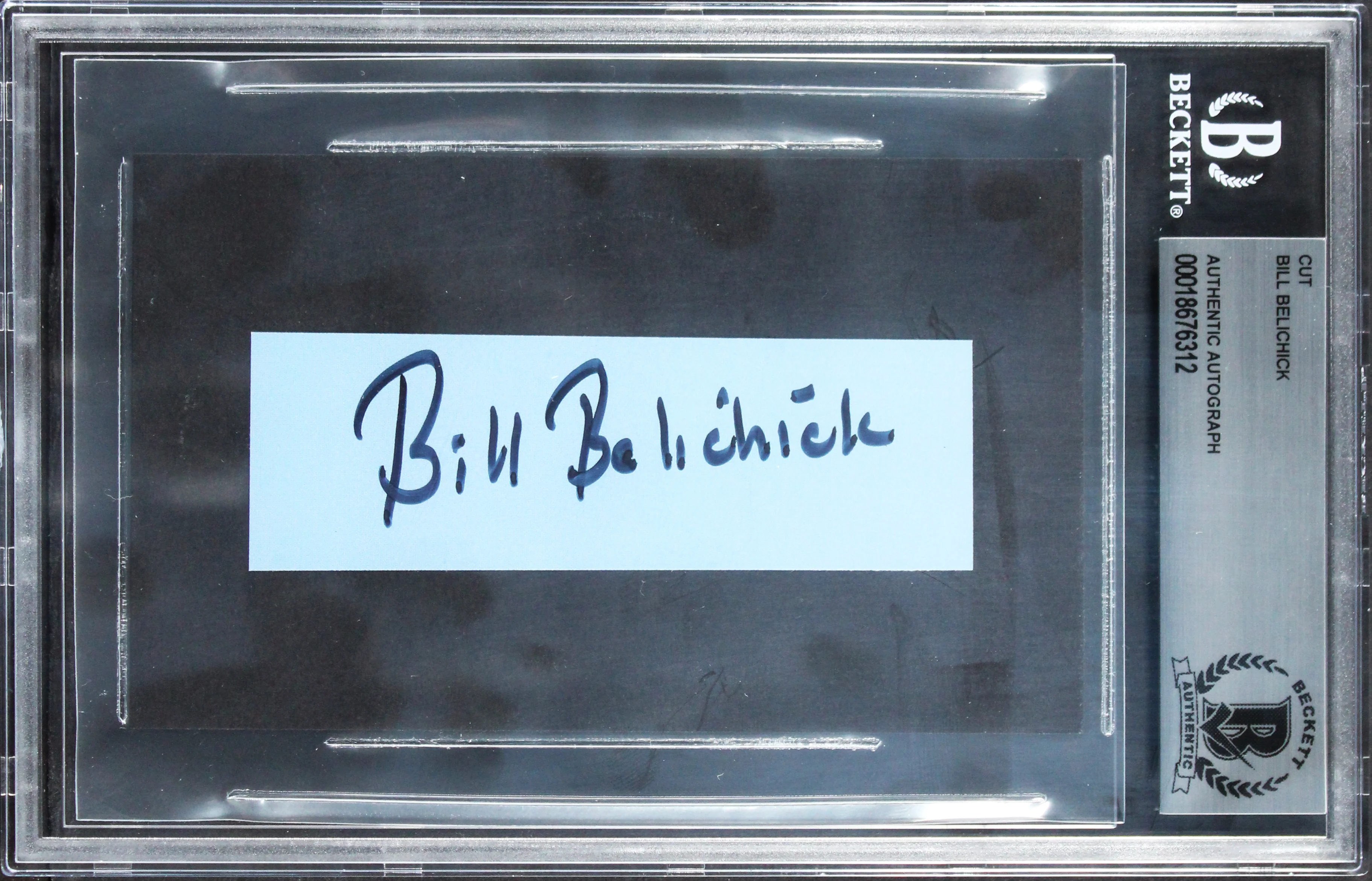 Patriots Bill Belichick Authentic Signed 1x3.75 Inch Cut Signature BAS Slabbed - Image 2