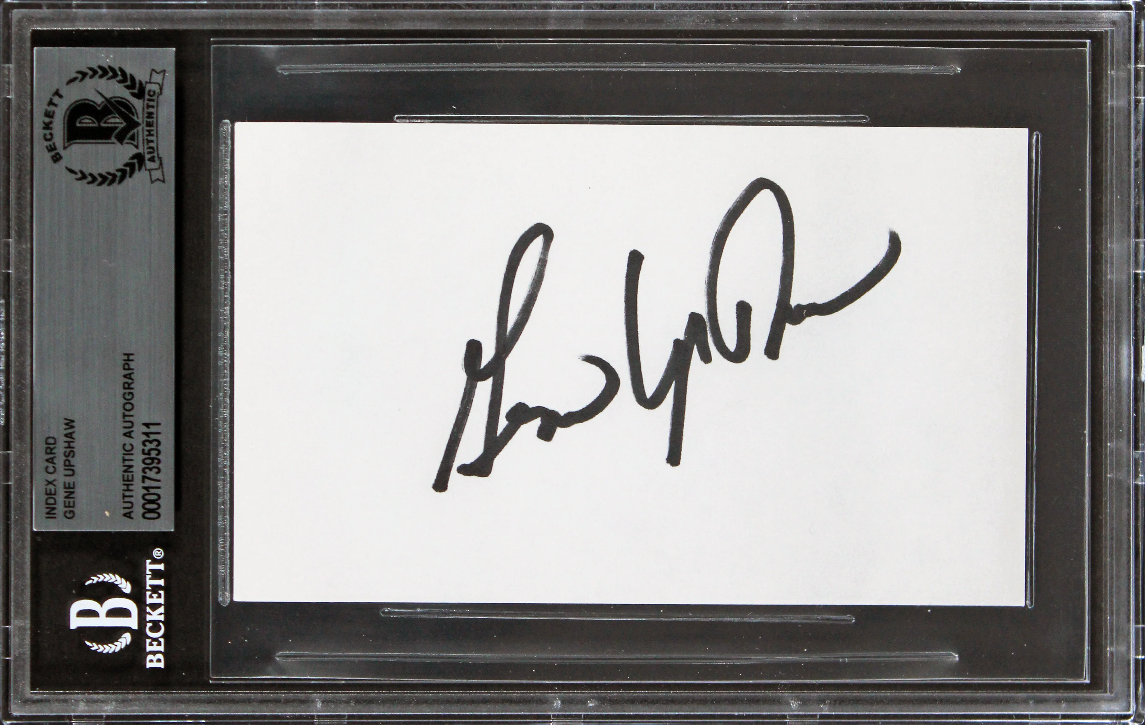Raiders Gene Upshaw Authentic Signed 3x5 Index Card Autographed BAS Slabbed - Image 2