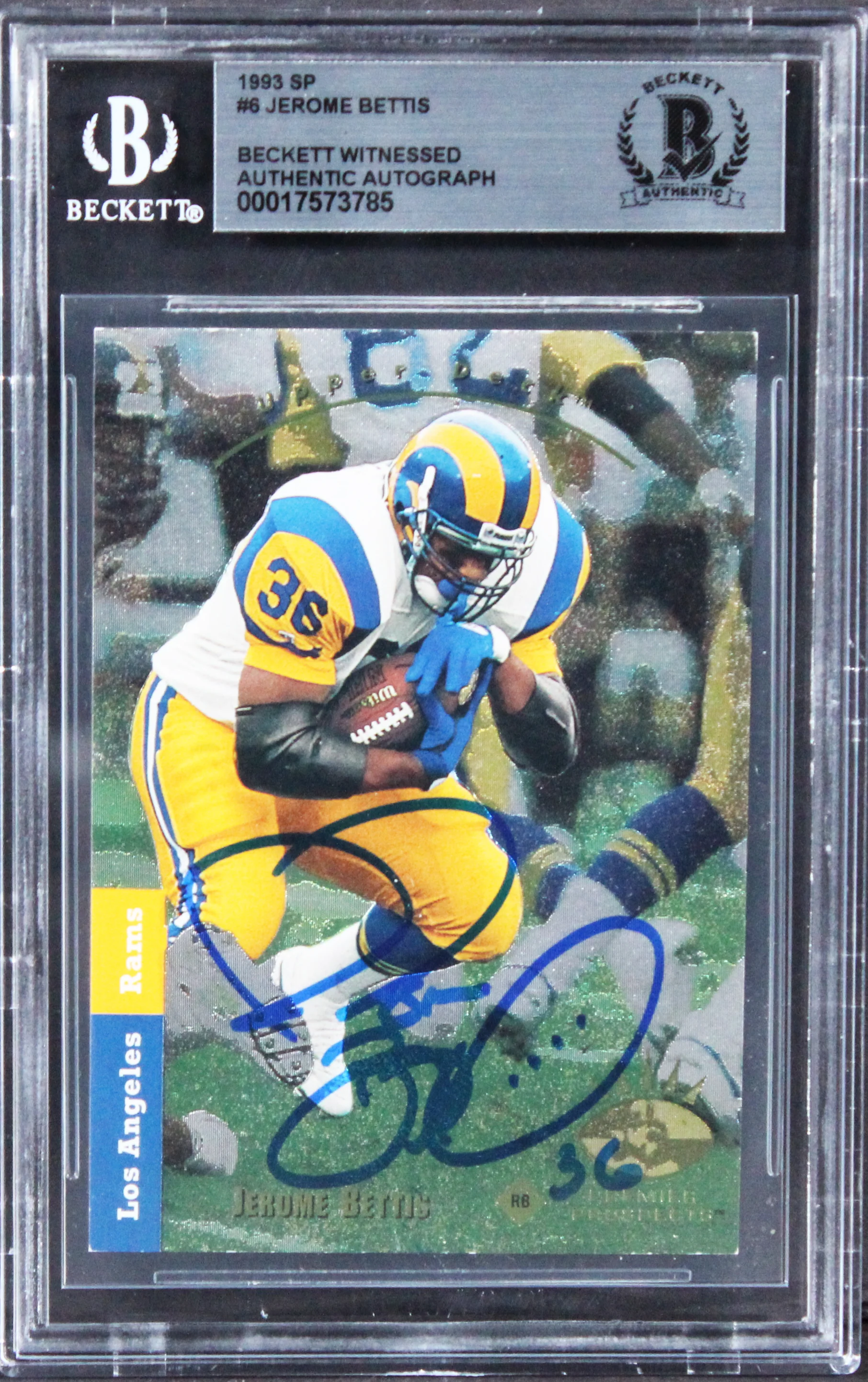 Rams Jerome Bettis Authentic Signed 1993 SP #6 Rookie Card BAS Slabbed - Image 2