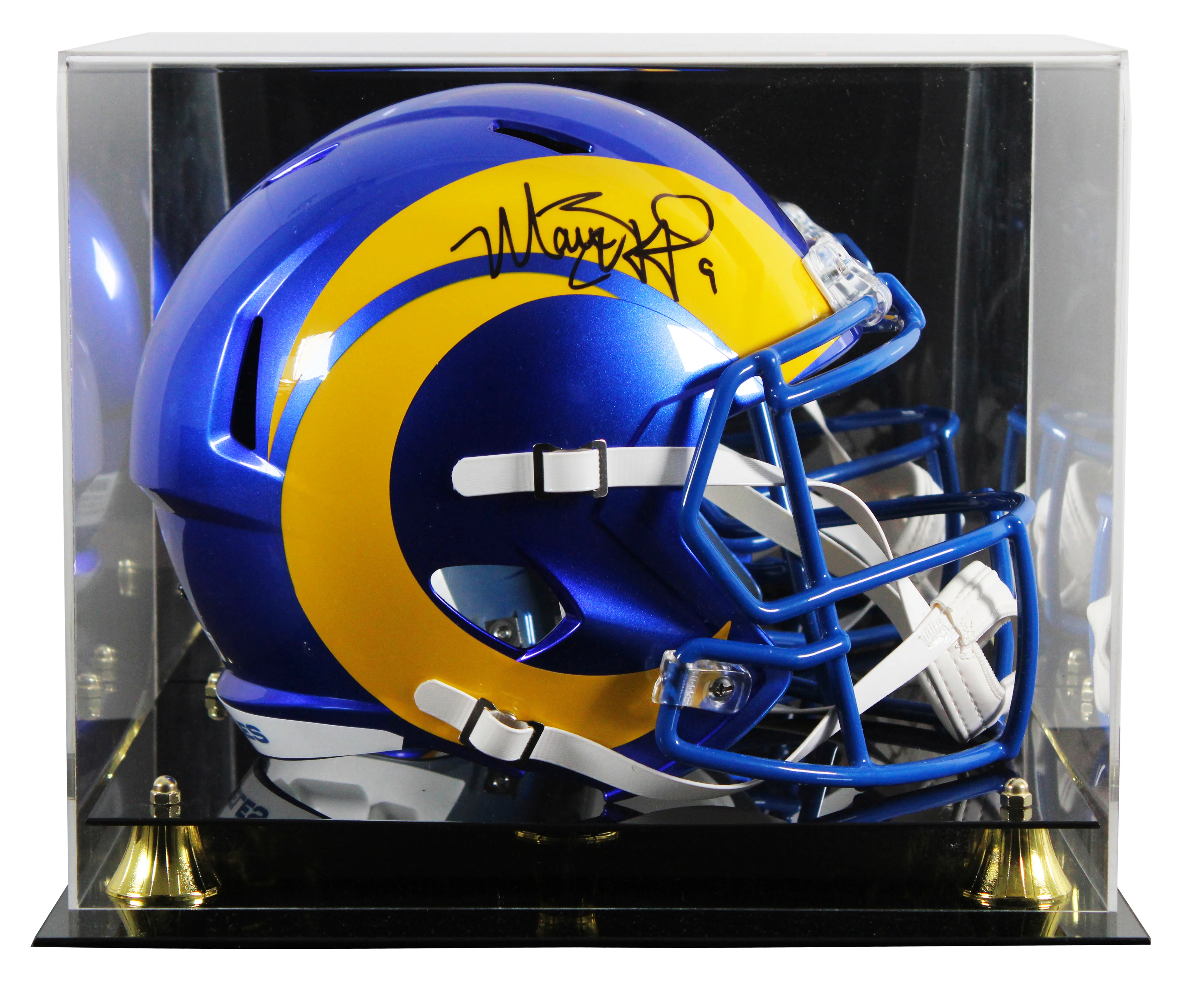 Rams Matthew Stafford Signed Full Size Speed Rep Helmet W/ Case BAS Witnessed - Image 2