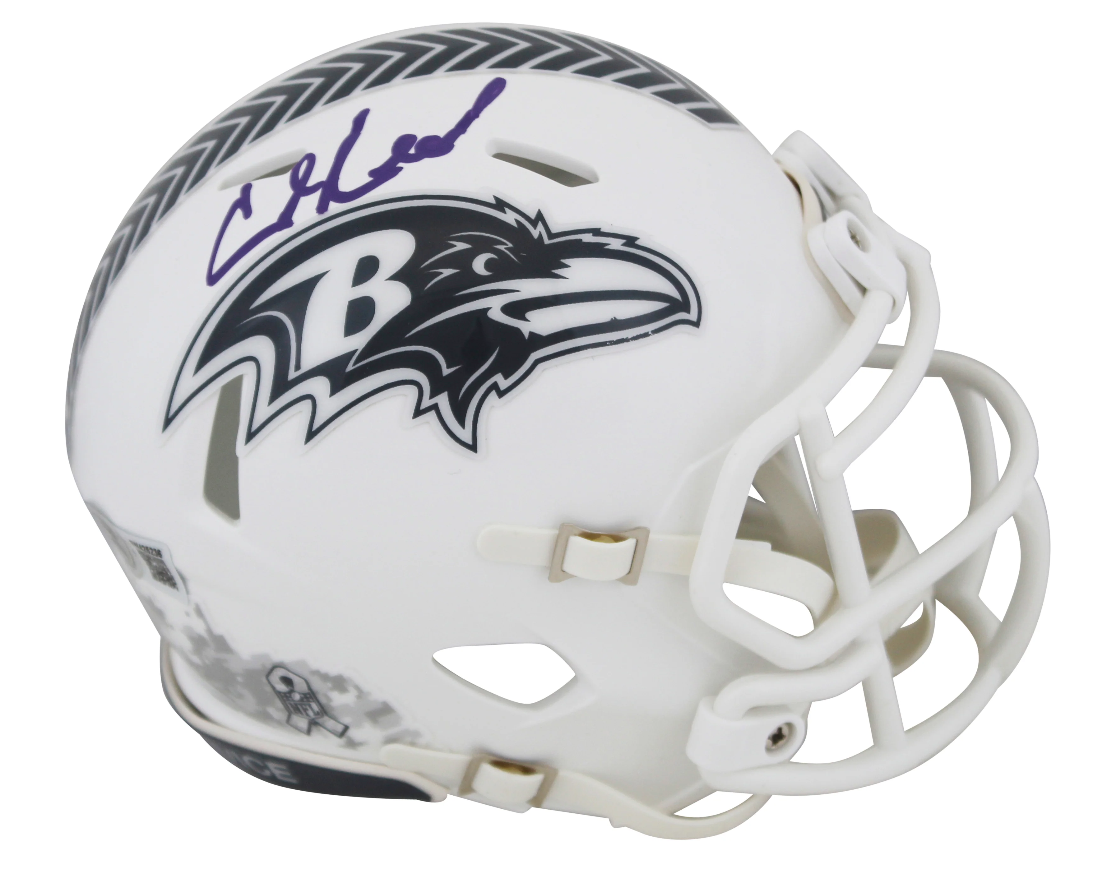 Ravens Ed Reed Signed Salute To Service III Speed Mini Helmet BAS Witnessed - Image 2