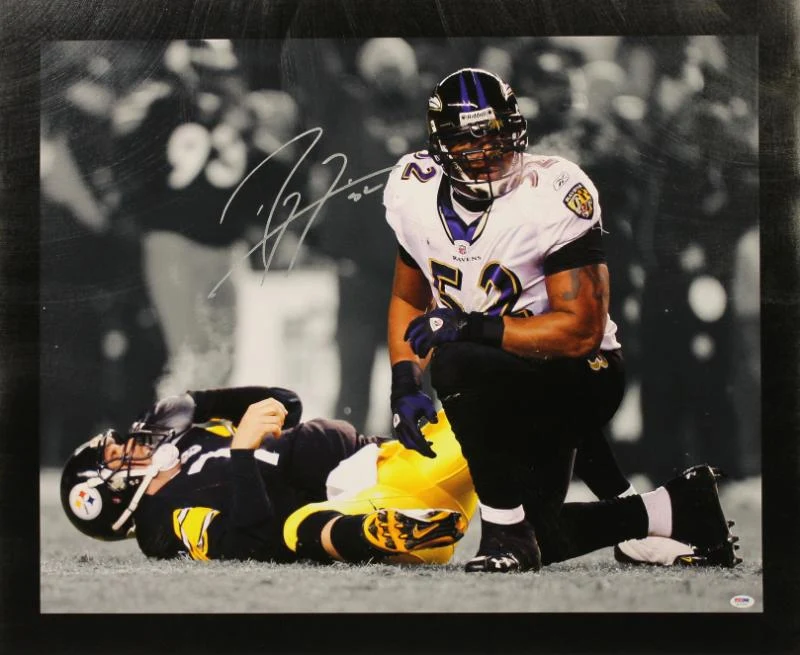 Ravens Ray Lewis Authentic Signed 24X30 Canvas Autographed PSA/DNA ITP - Image 3