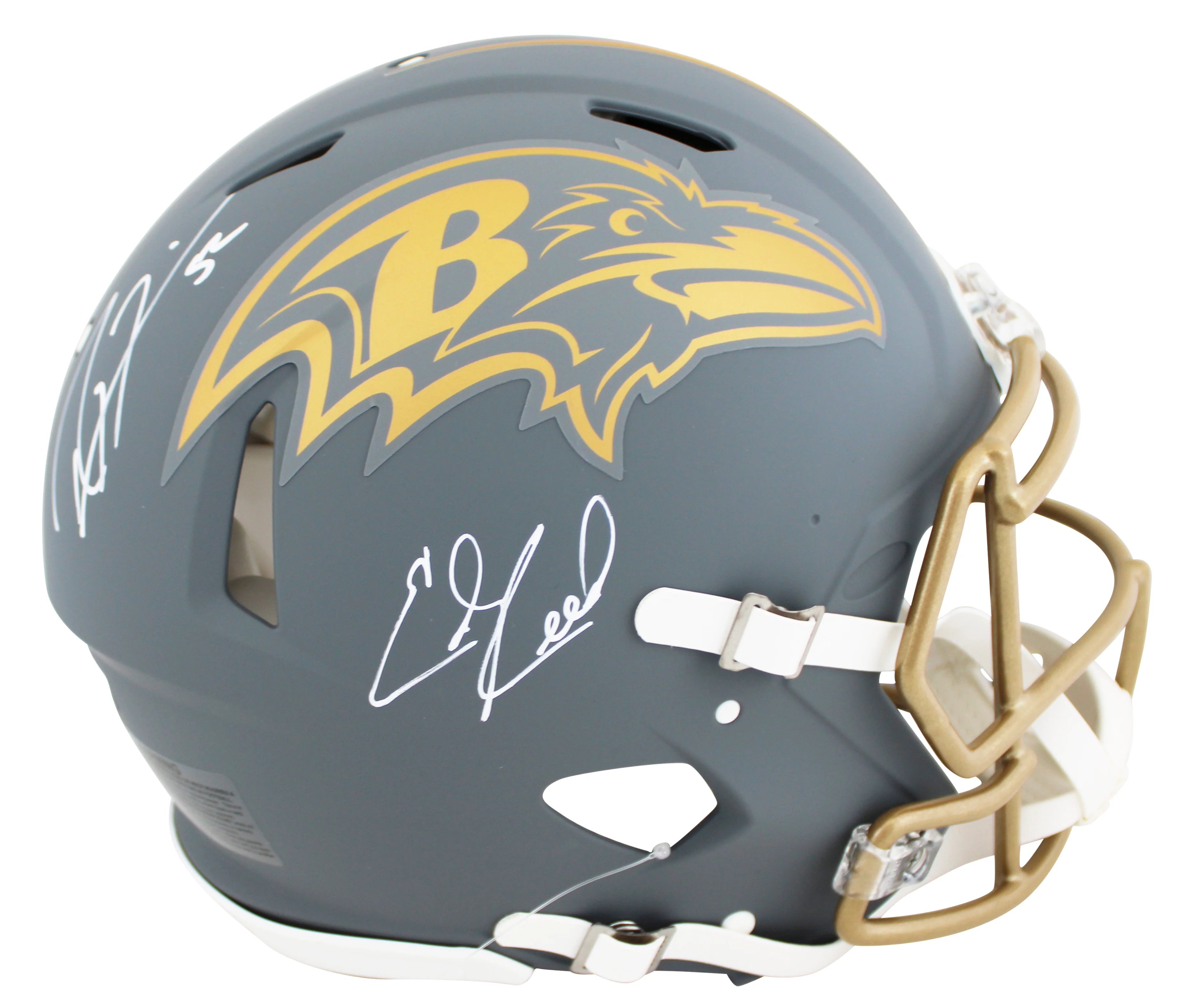 Ravens Ray Lewis & Ed Reed Signed Slate F/S Speed Proline Helmet W/ Case BAS Wit - Image 3