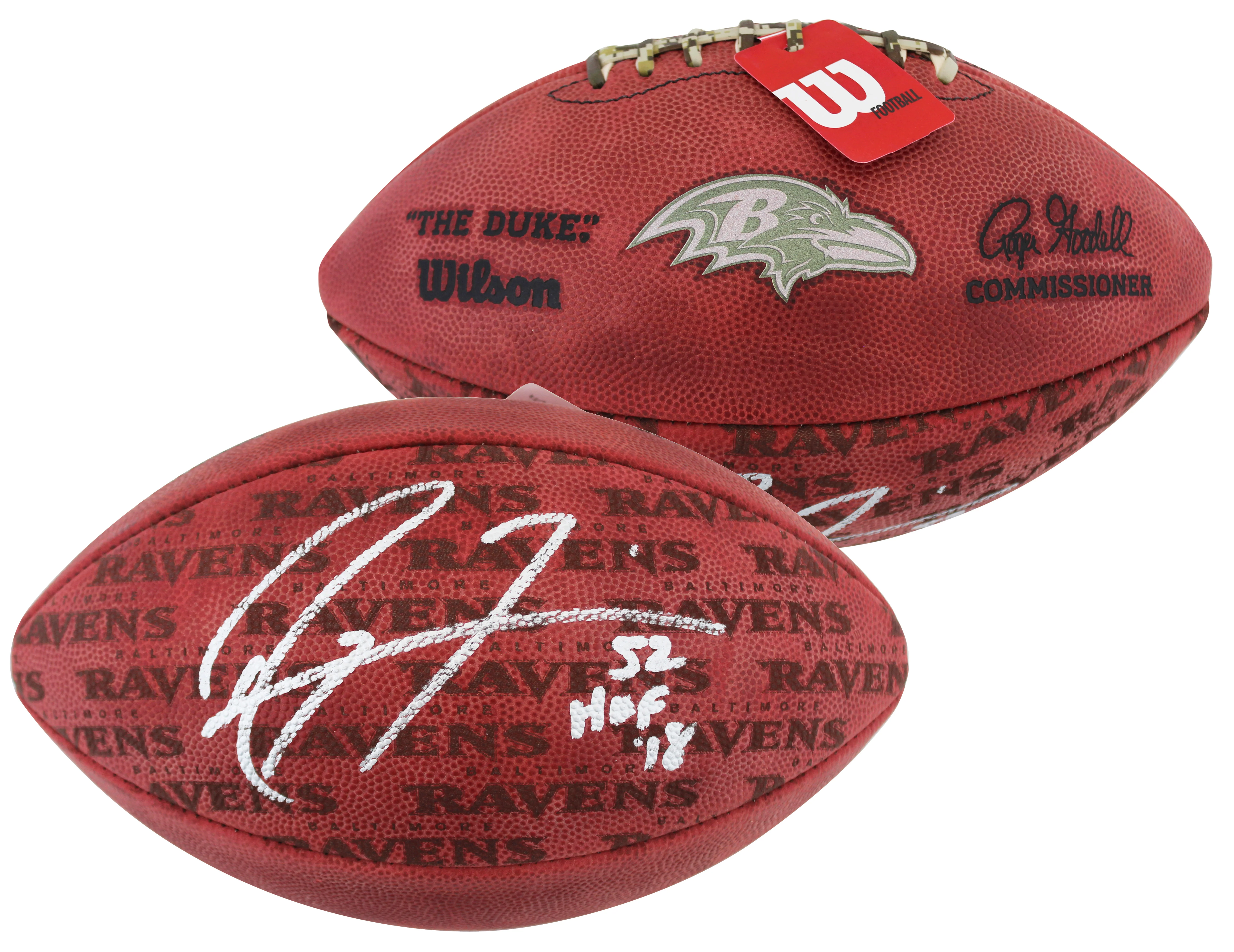 Ravens Ray Lewis Signed Wilson "The Duke" Team Showcase Nfl Football BAS Wit - Image 2