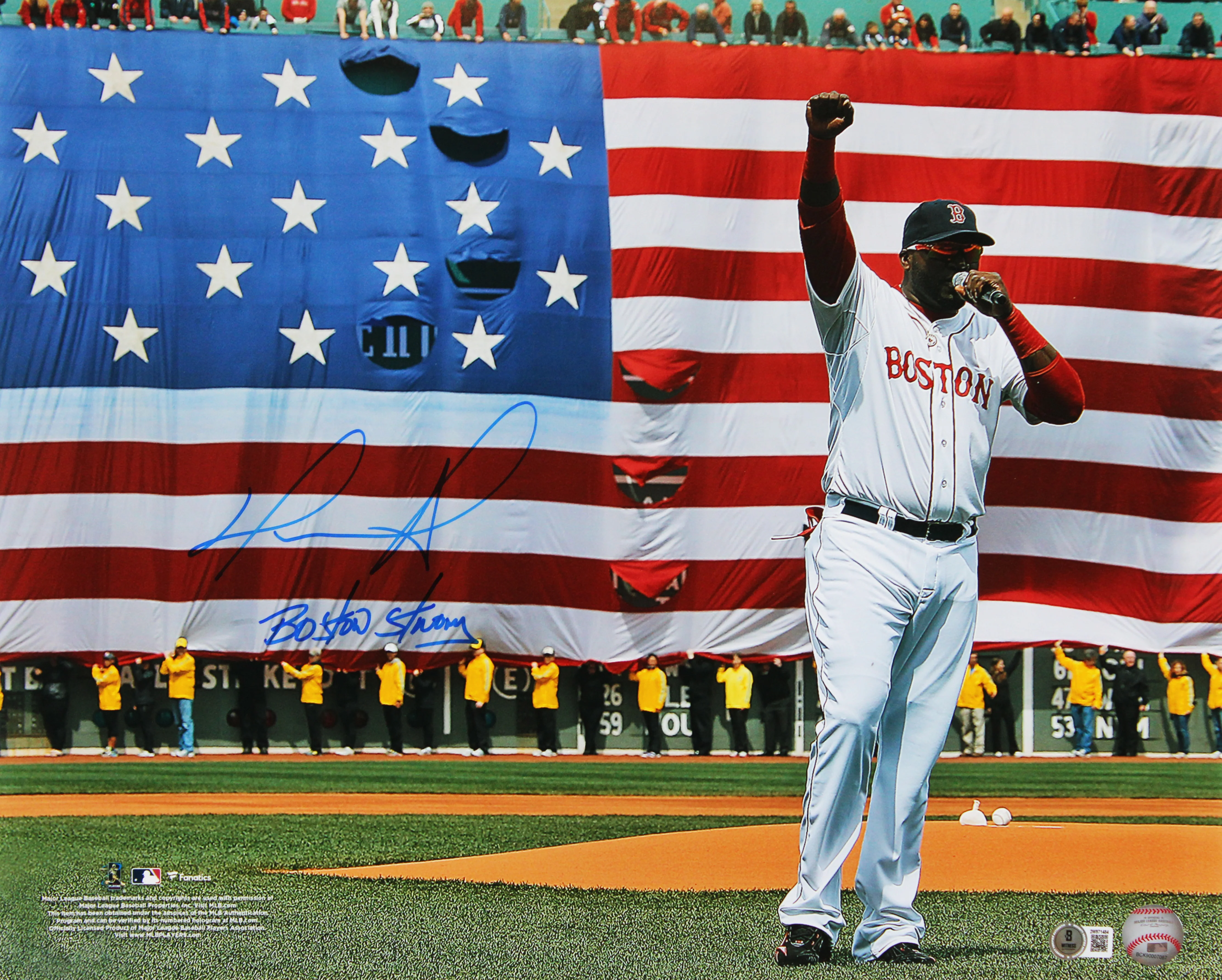 Red Sox David Ortiz "Boston Strong" Signed 16x20 Horizontal Photo BAS Witnessed - Image 2