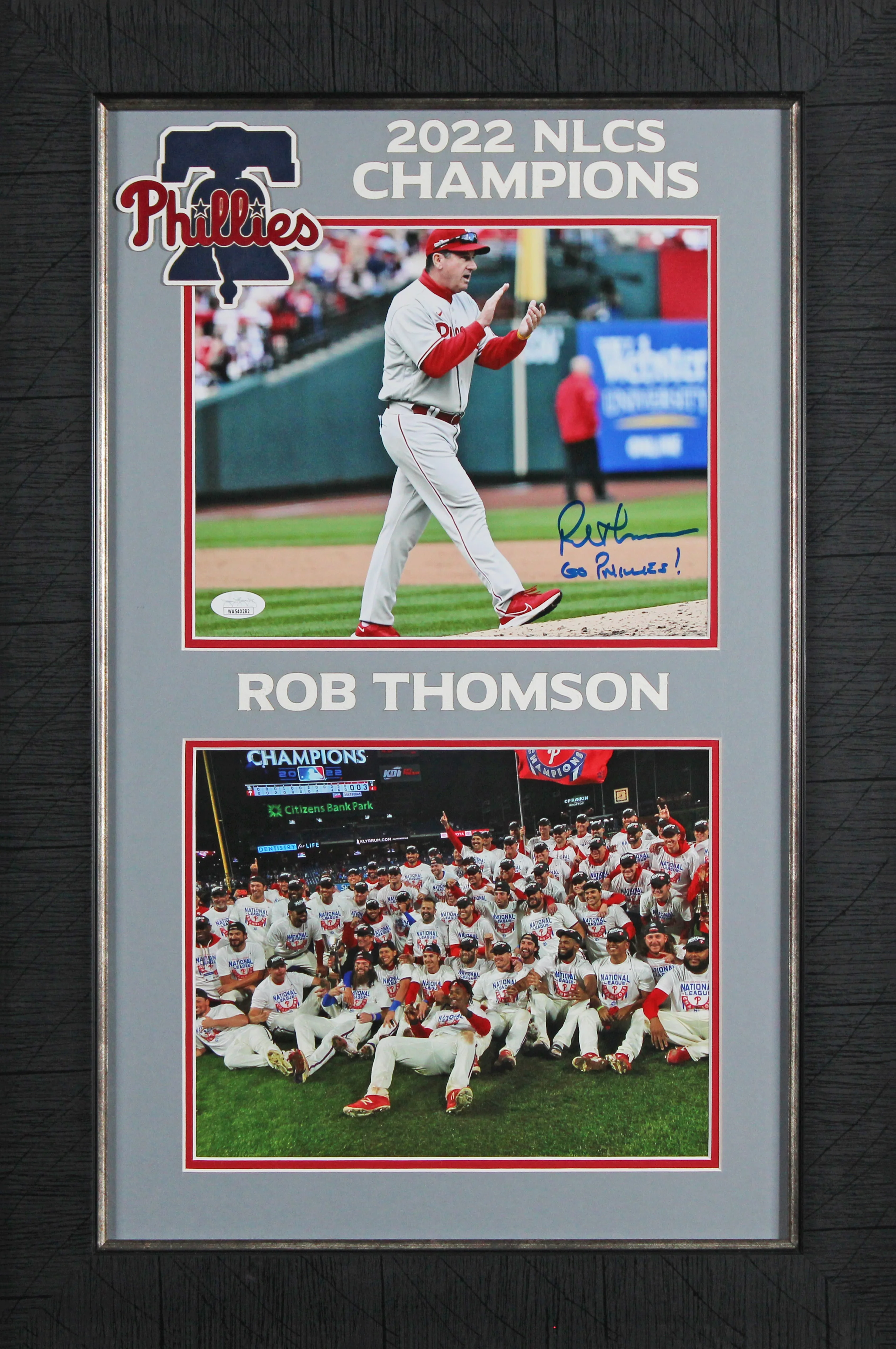 Rob Thomson "Go Phillies!" Authentic Signed 8x10 Framed Horizontal Photo JSA - Image 2