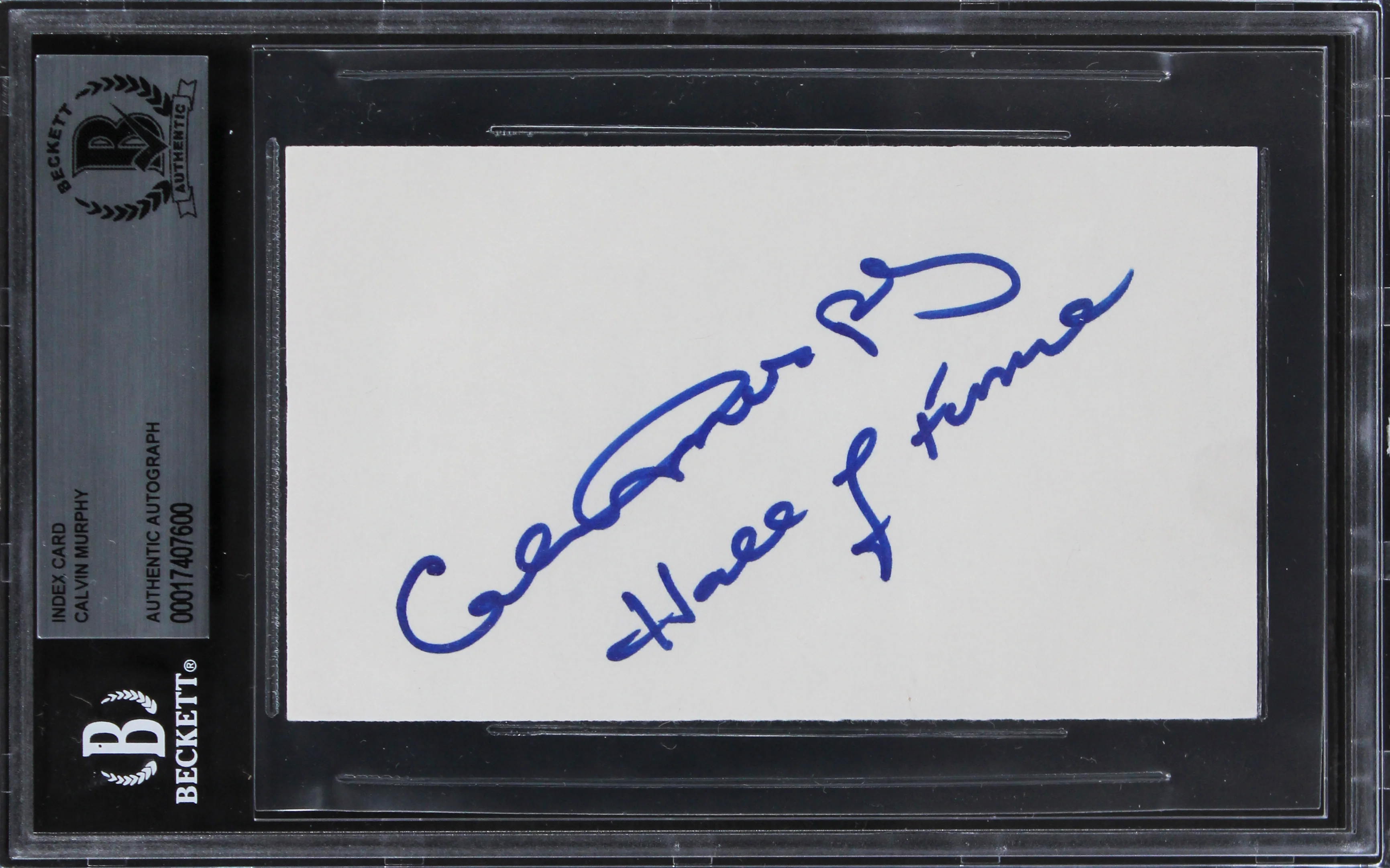 Rockets Calvin Murphy "Hall of Fame" Authentic Signed 3x5 Index Card BAS Slab 1 - Image 2