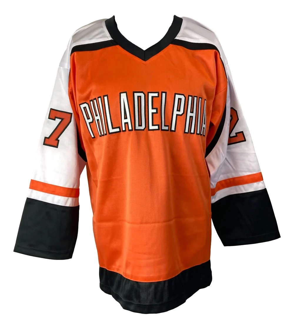 Ron Hextall Philadelphia Signed Orange Hockey Jersey 1st Goalie To Score BAS - Image 3