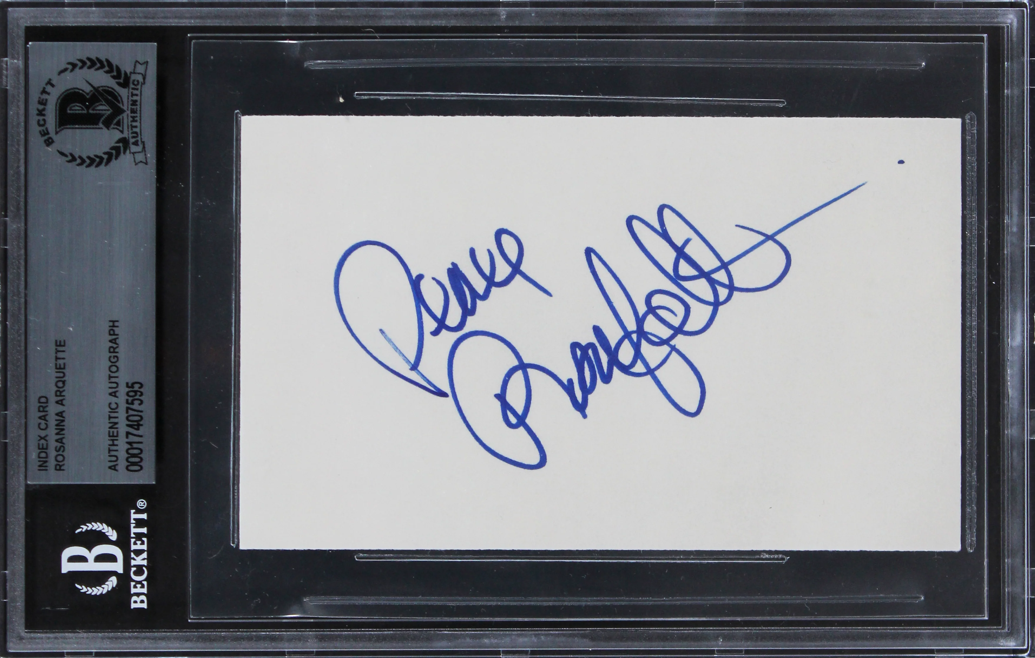 Rosanna Arquette Crash "Peace" Authentic Signed 3x5 Index Card BAS Slabbed 1 - Image 2