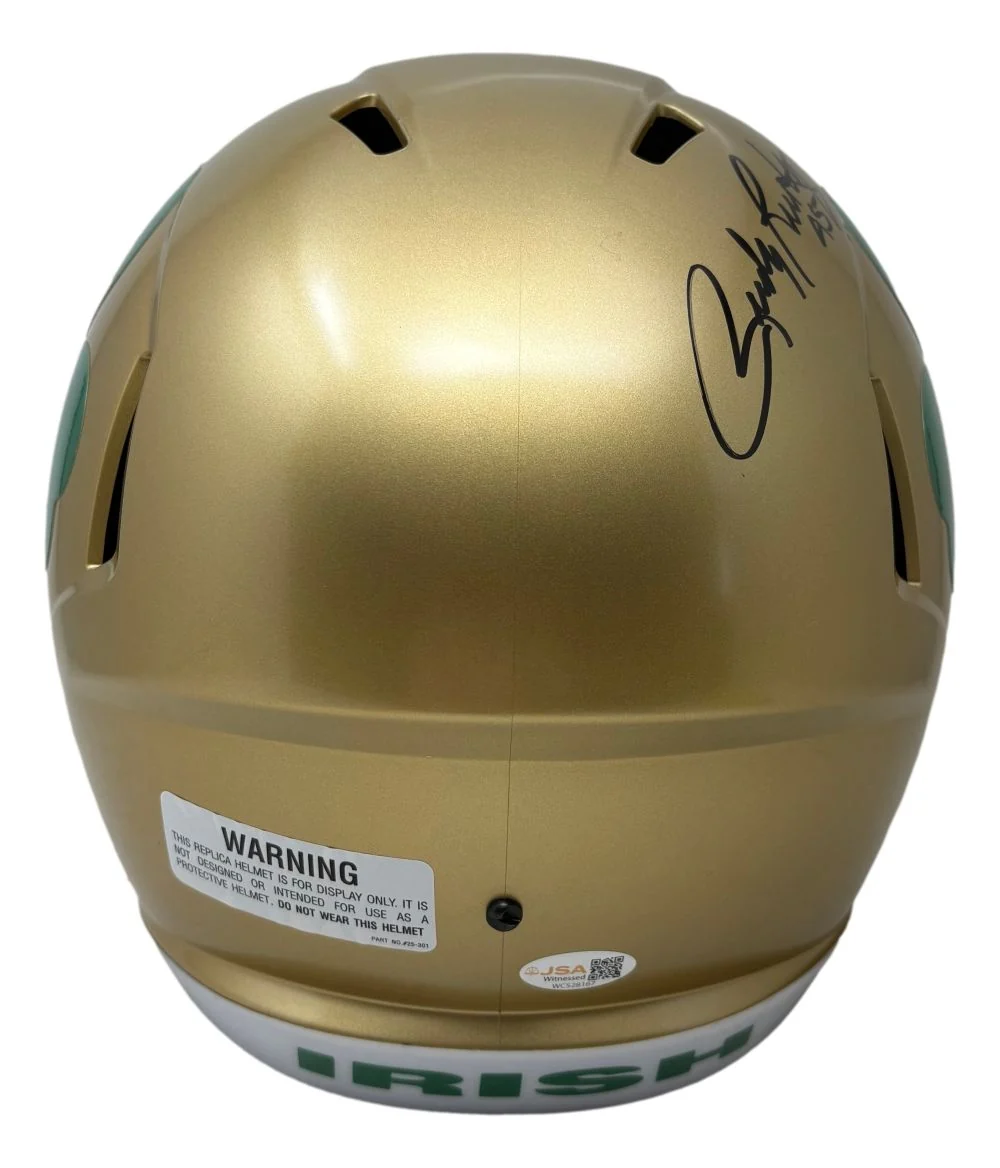 Rudy Ruettiger Signed Notre Dame FS Shamrock Rep Speed Helmet Never Quit JSA QR - Image 3