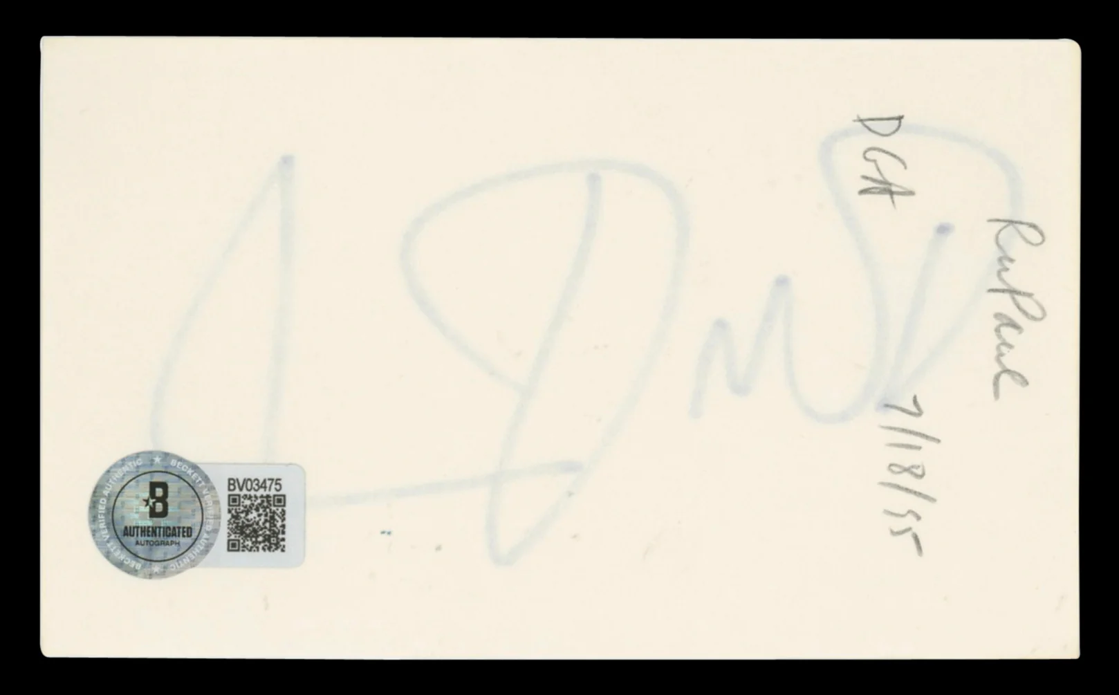 RuPaul RuPaul's Drag Race Authentic Signed 3x5 Index Card BAS #BV03475 - Image 3