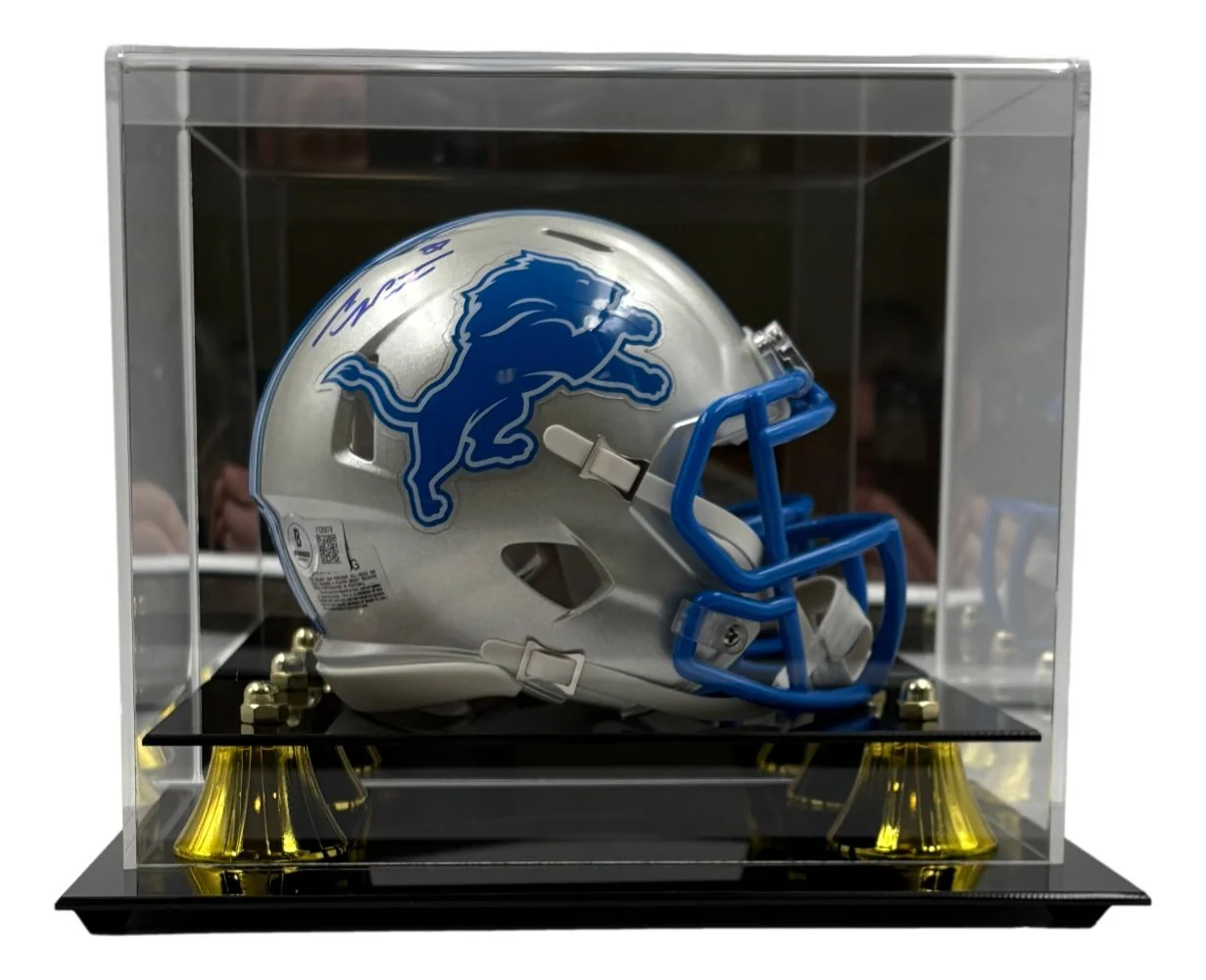 Sam LaPorta Signed Detroit Lions Mini Speed Helmet BAS w/ Case