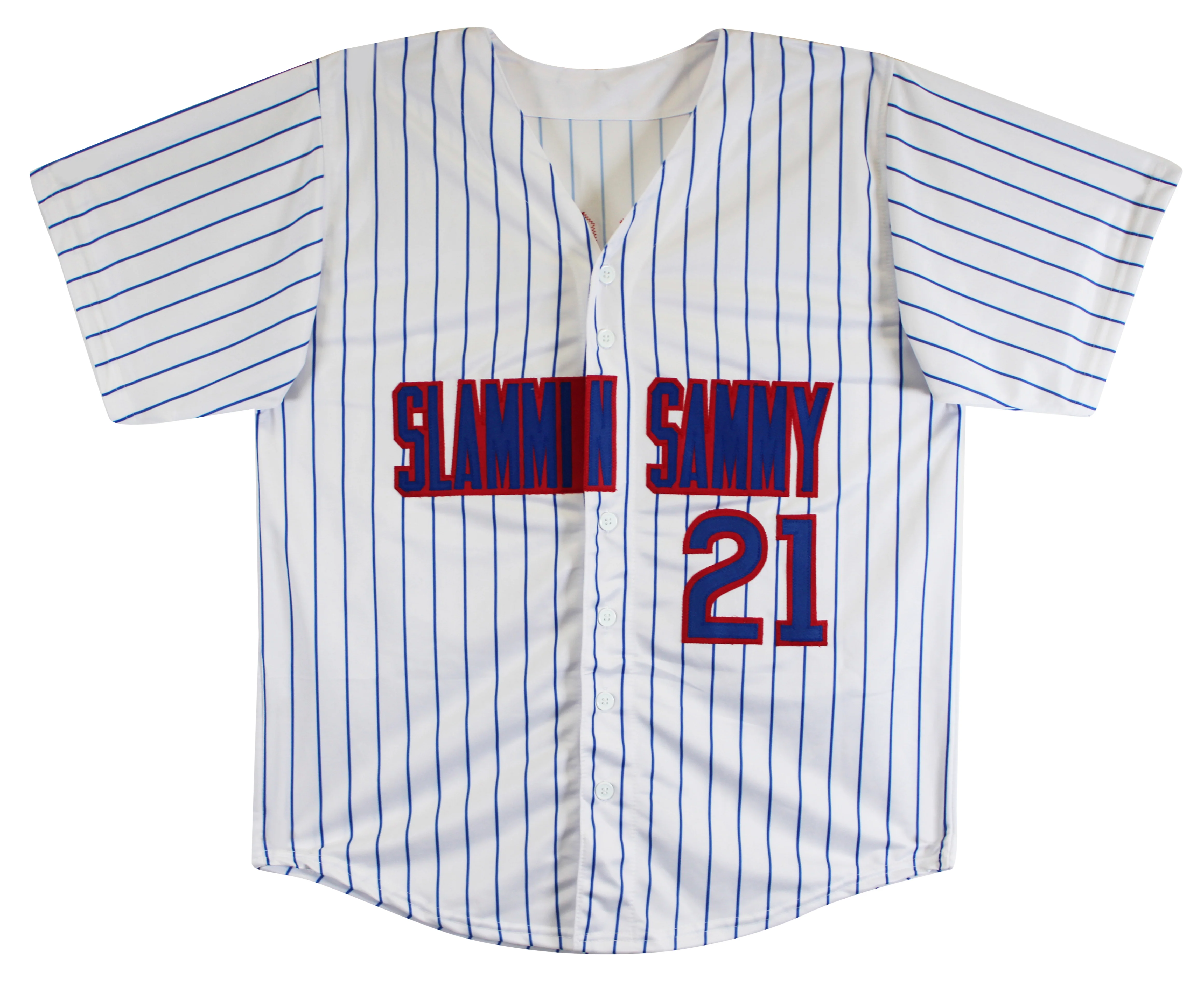 Sammy Sosa Authentic Signed White Pinstripe Pro Style Jersey BAS Witnessed - Image 4