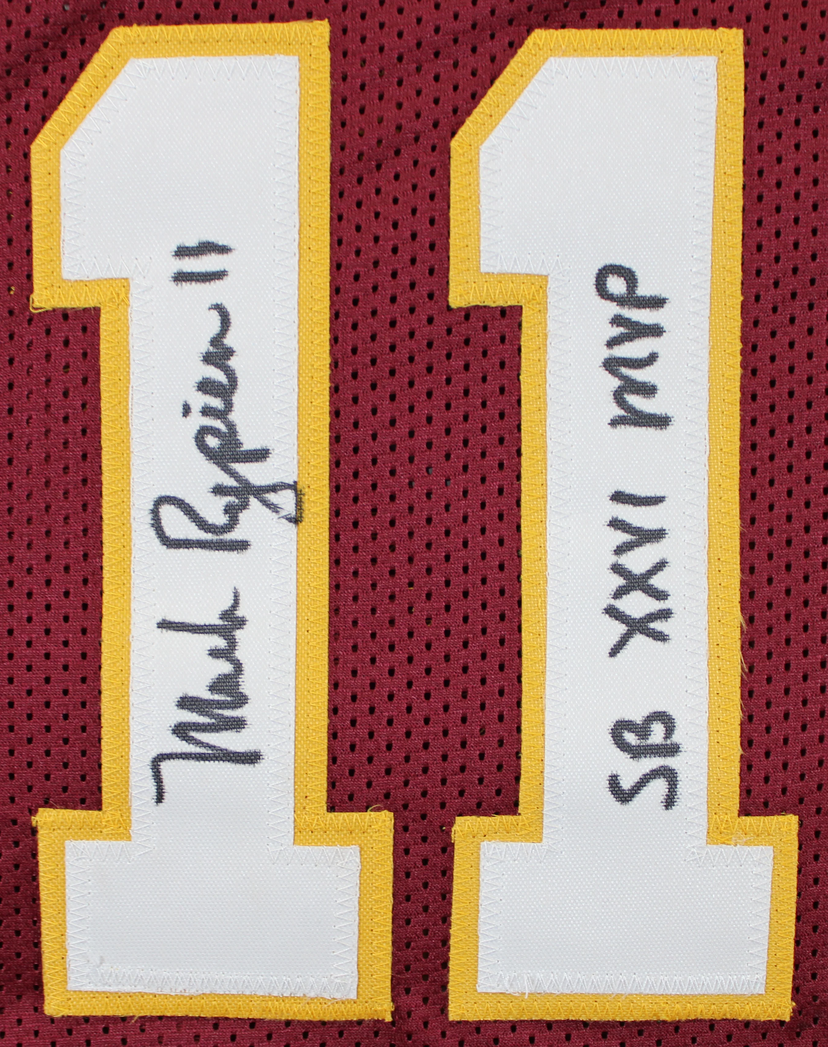 SB MVPs (3) Williams, Rypien & Riggins Signed Maroon Pro Style Jersey BAS Wit - Image 4