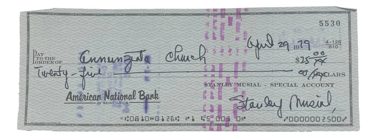 Stan Musial St. Louis Cardinals Signed Bank Check #5530 BAS - Image 5