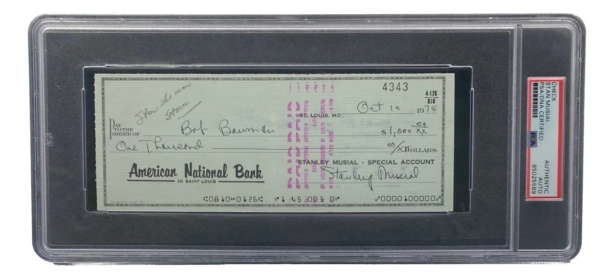 Stan Musial St. Louis Cardinals Signed Bank Check PSA/DNA 85025569