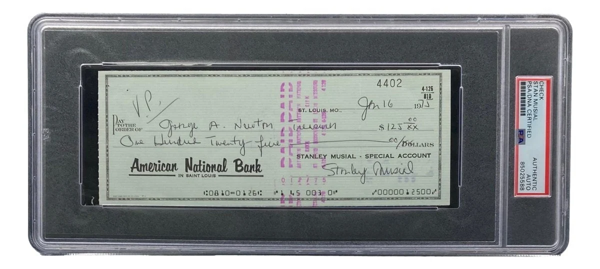 Stan Musial St. Louis Cardinals Signed Bank Check PSA/DNA 85025588 - Image 4