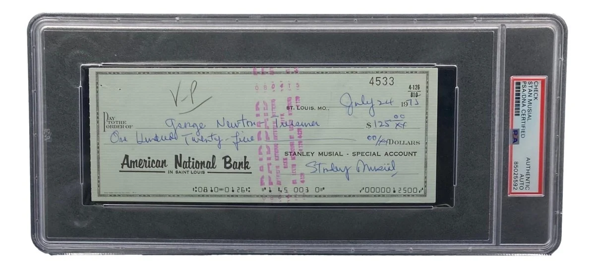 Stan Musial St. Louis Cardinals Signed Bank Check PSA/DNA 85025592 - Image 4