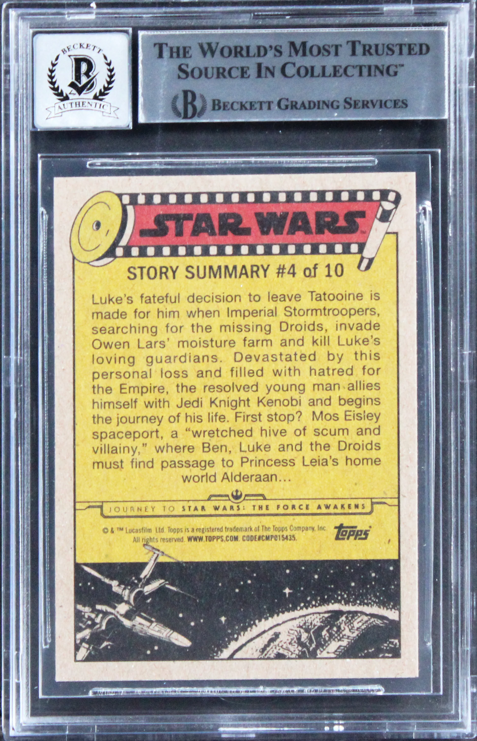 Star Wars (3) Donaldson +2 Signed 2015 SW JTTFA #24 Card Auto 10! BAS Slabbed - Image 3