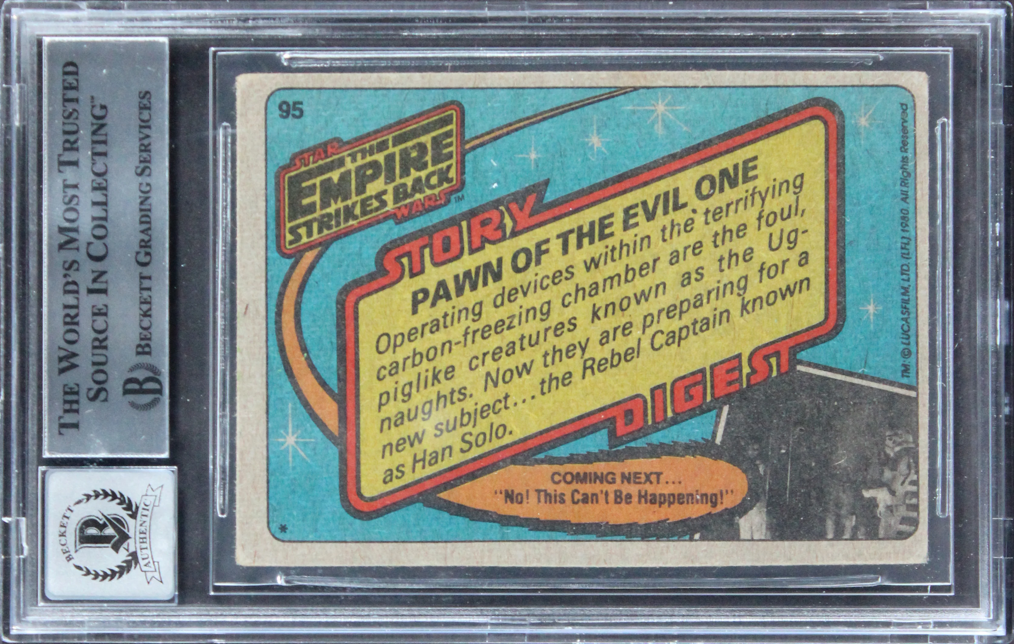 Star Wars (3) Freeborn +2 Signed 1980 SW ESB #95 Card Auto Grade 10! BAS Slabbed - Image 3