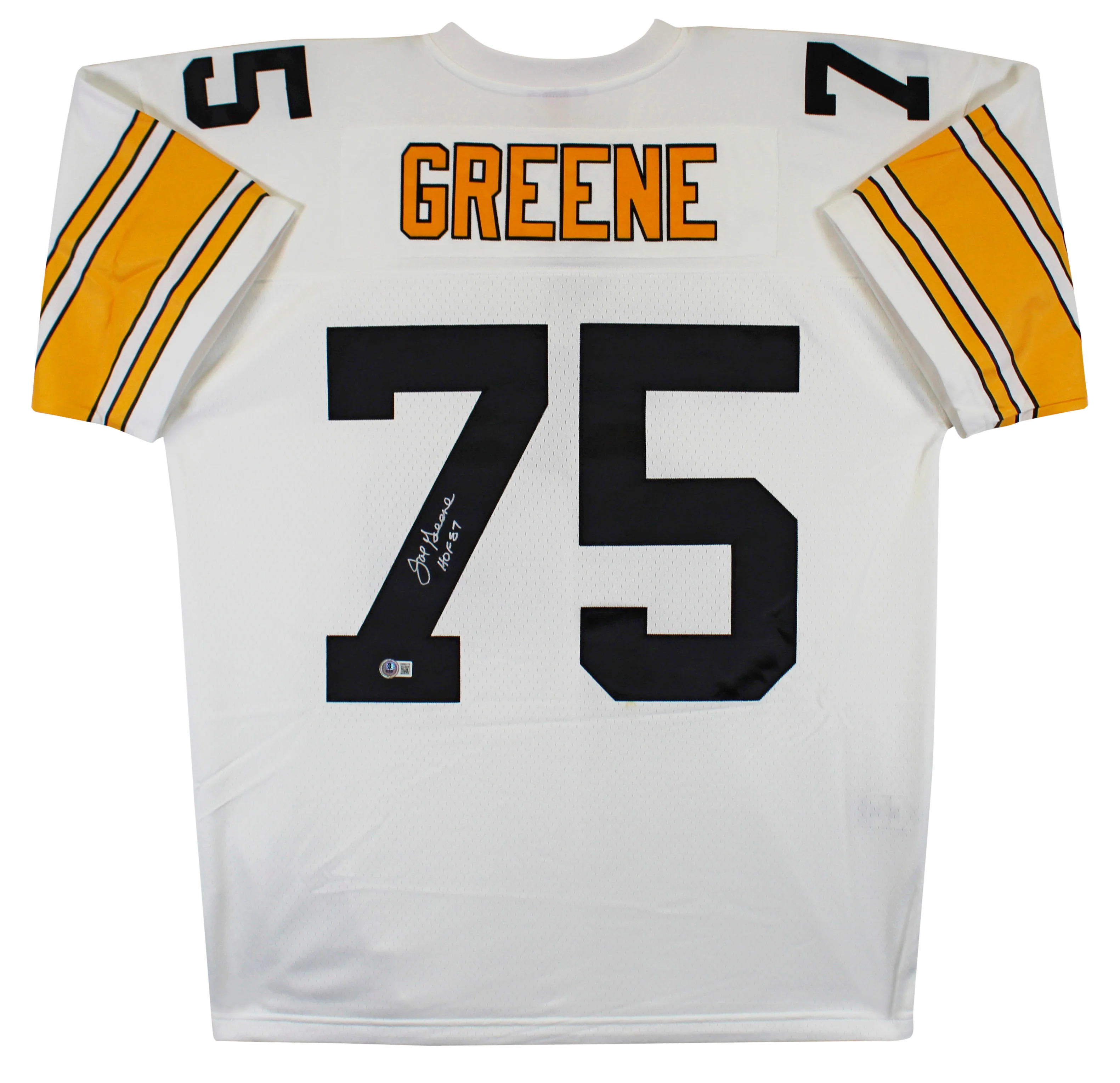 Steelers Joe Greene "HOF 87" Authentic Signed White M&N Jersey BAS Witnessed - Image 2
