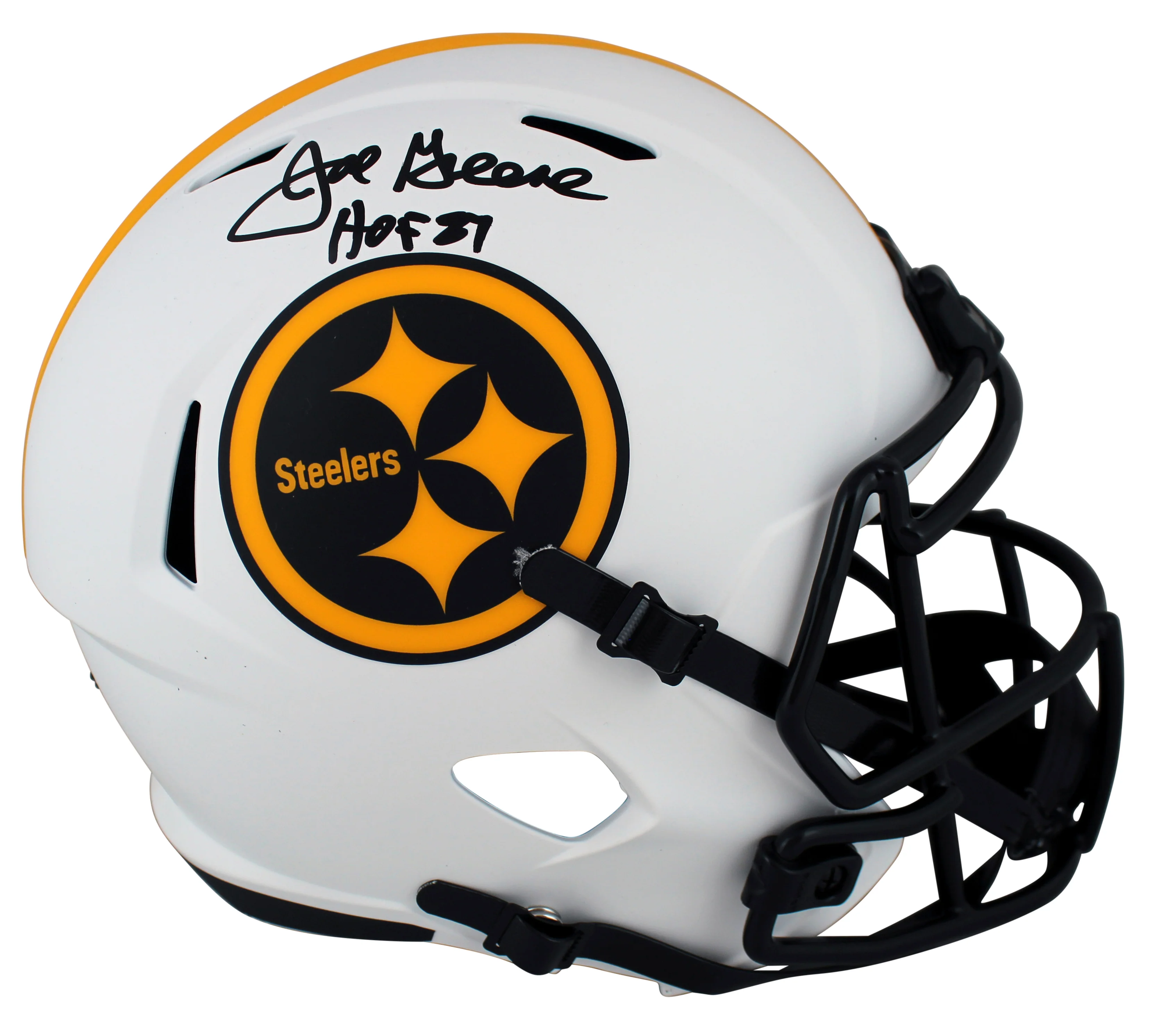 Steelers Joe Greene "HOF 87" Signed Lunar Full Size Speed Rep Helmet BAS Witness - Image 2