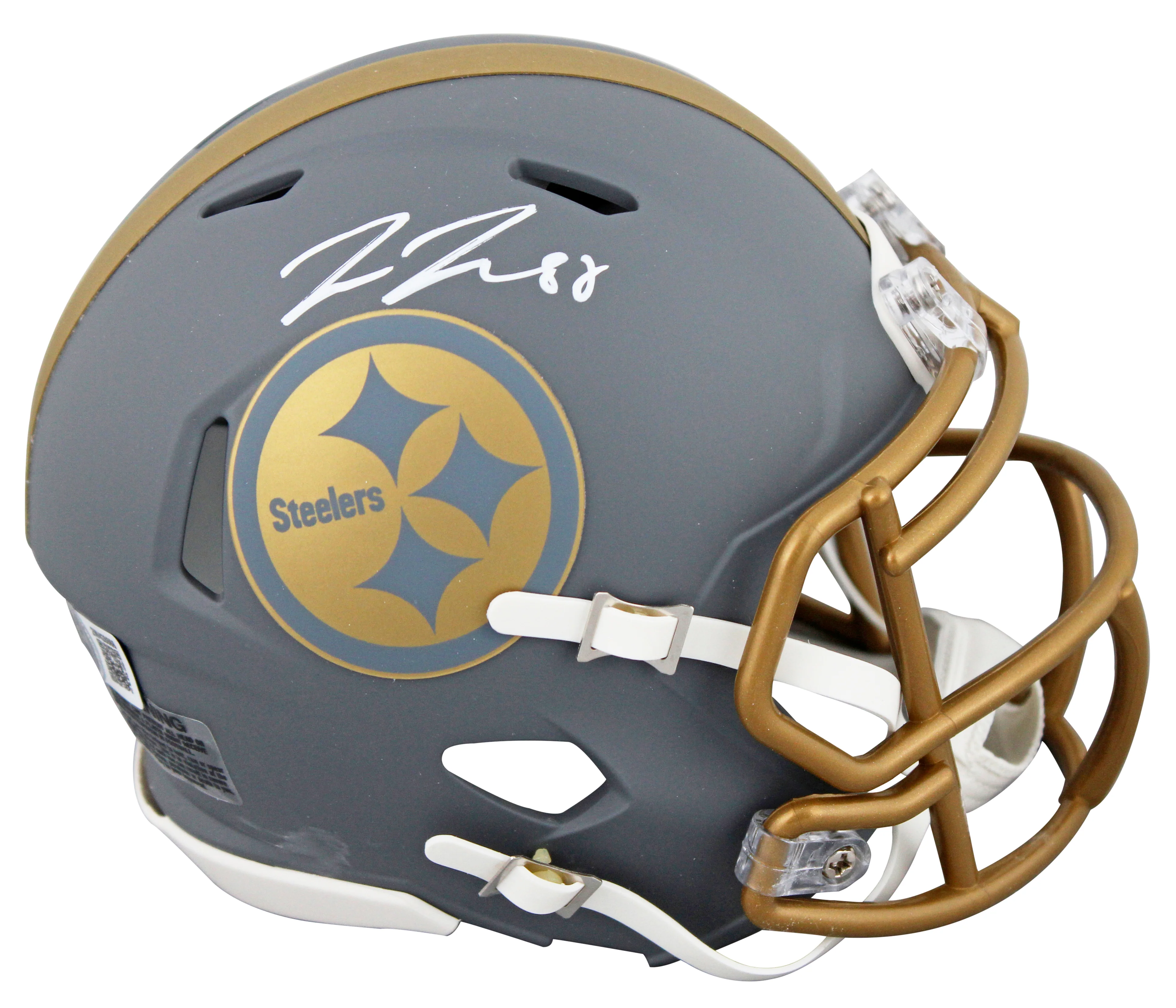 Steelers Pat Freiermuth Authentic Signed Slate Speed Mini Helmet BAS Witnessed - Image 2