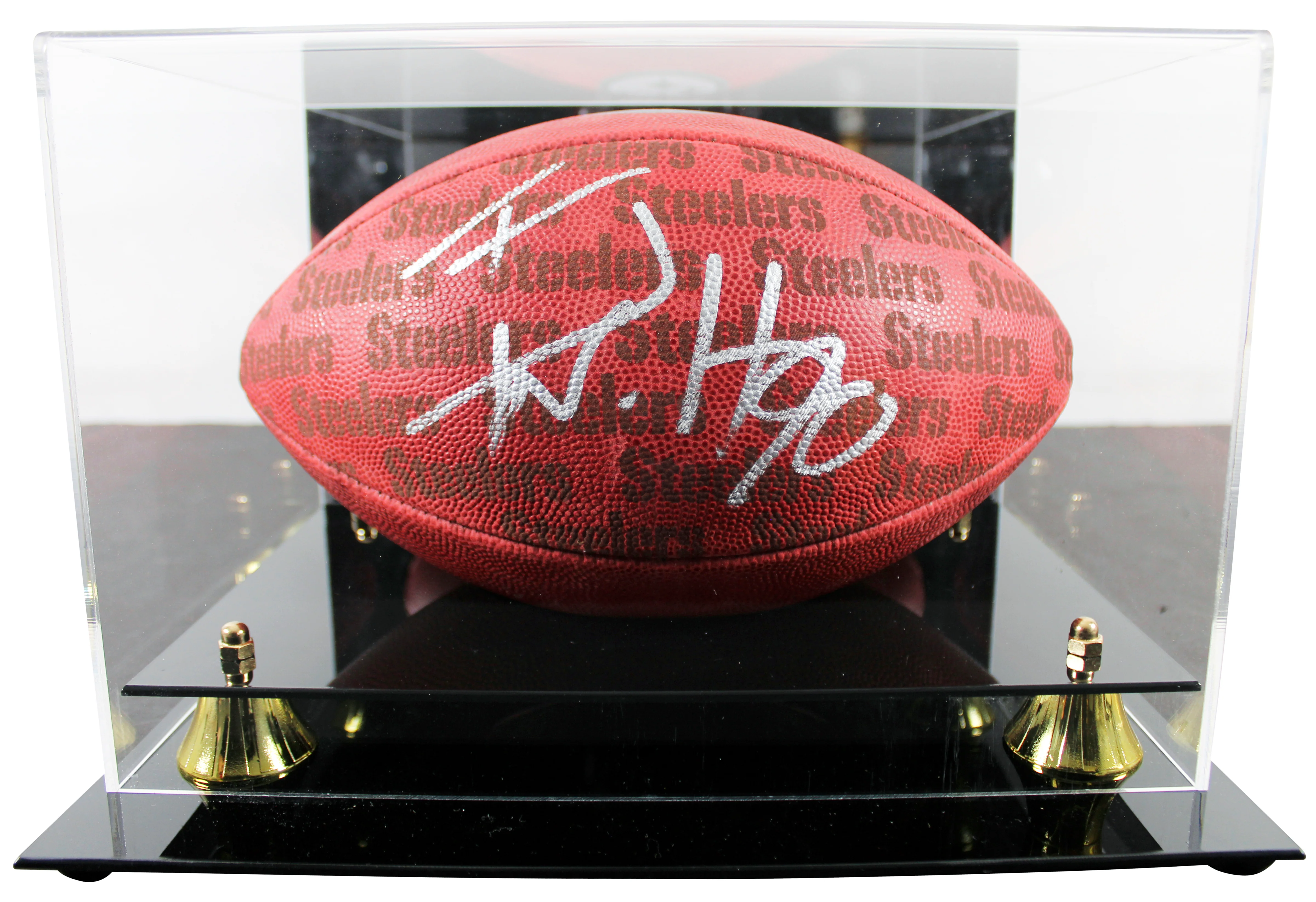 Steelers T.J. Watt Signed "The Duke" Team Showcase Football W/ Case BAS Witness - Image 2