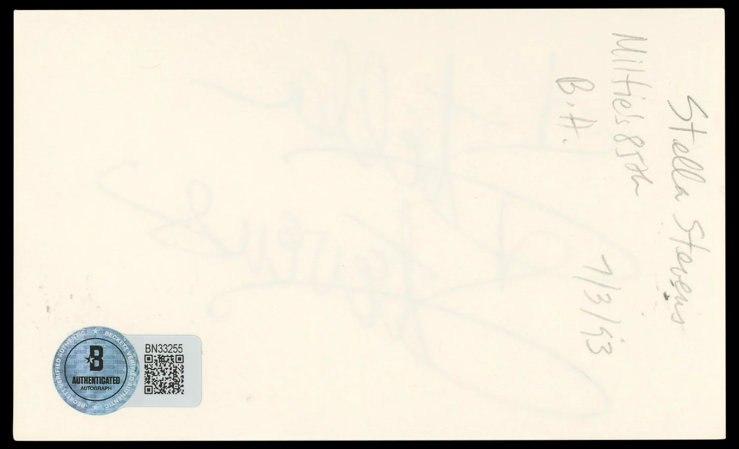Stella Stevens Girls! Girls! Girls! Authentic Signed 3x5 Index Card BAS #BN33255 - Image 3