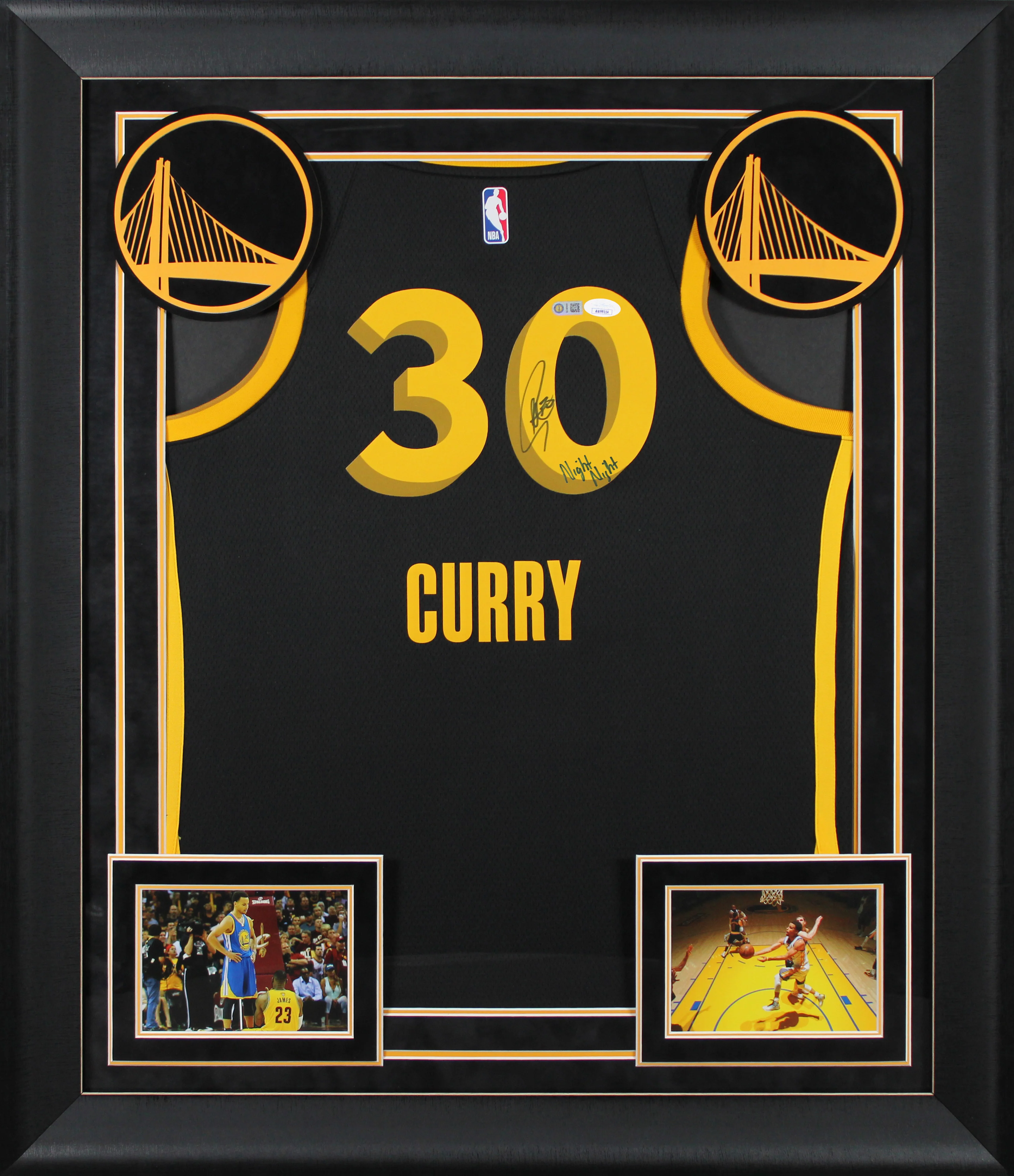 Stephen Curry "Night Night" Signed Black Nike 2023 City Ed. Framed Jersey JSA - Image 2
