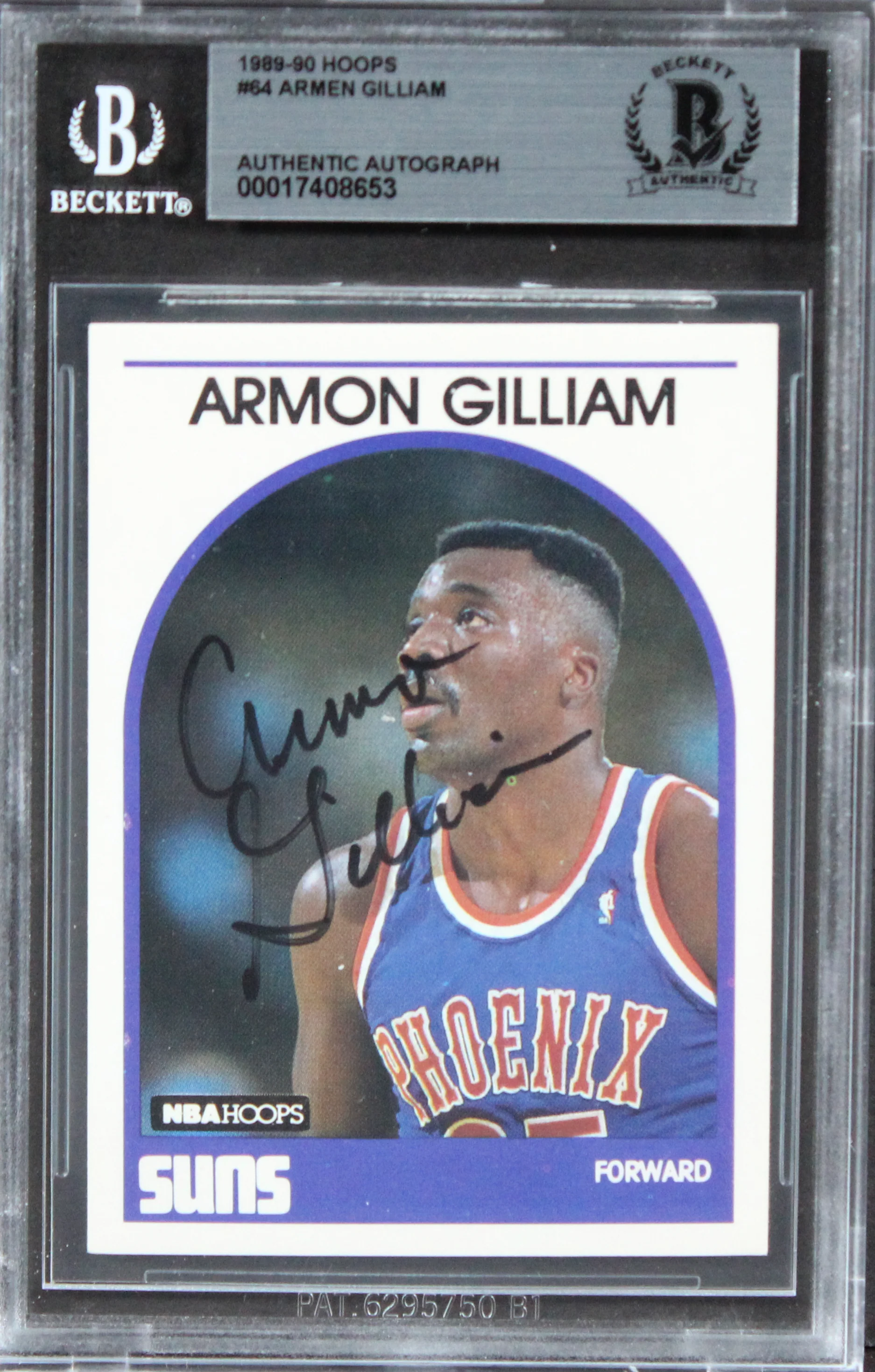 Suns Armon Gilliam Authentic Signed 1989 Hoops #64 Card Autographed BAS Slabbed - Image 2