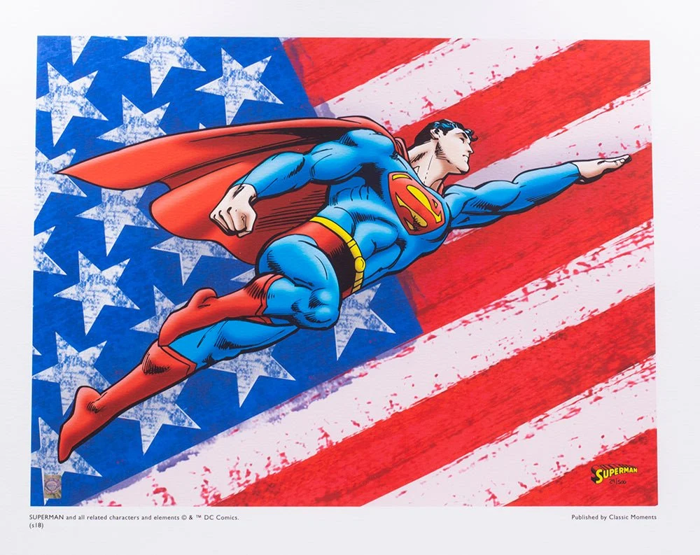 Superman Flag 12x16 Framed DC Comic Limited Edition Giclee - Image 2