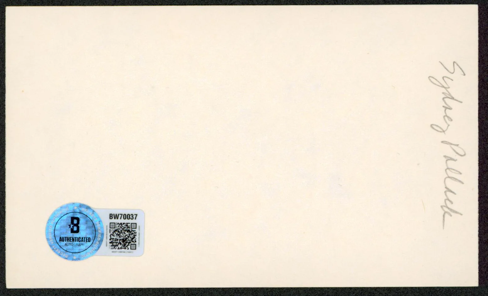Sydney Pollack Out of Africa Authentic Signed 3x5 Index Card BAS #BW70037 - Image 3