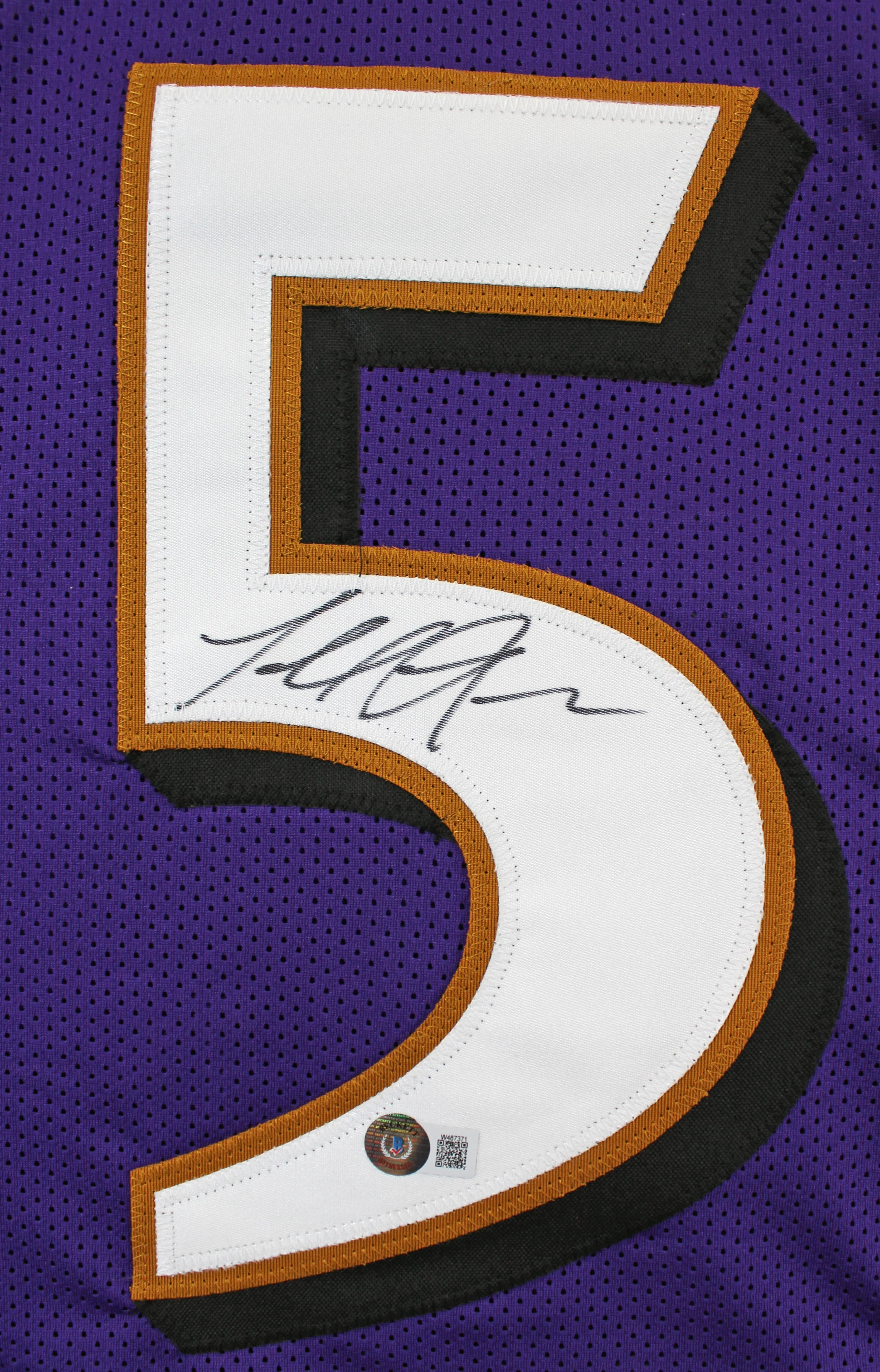 Terrell Suggs "T-Sizzle" Signed Purple Pro Style Framed Jersey BAS Witnessed - Image 3