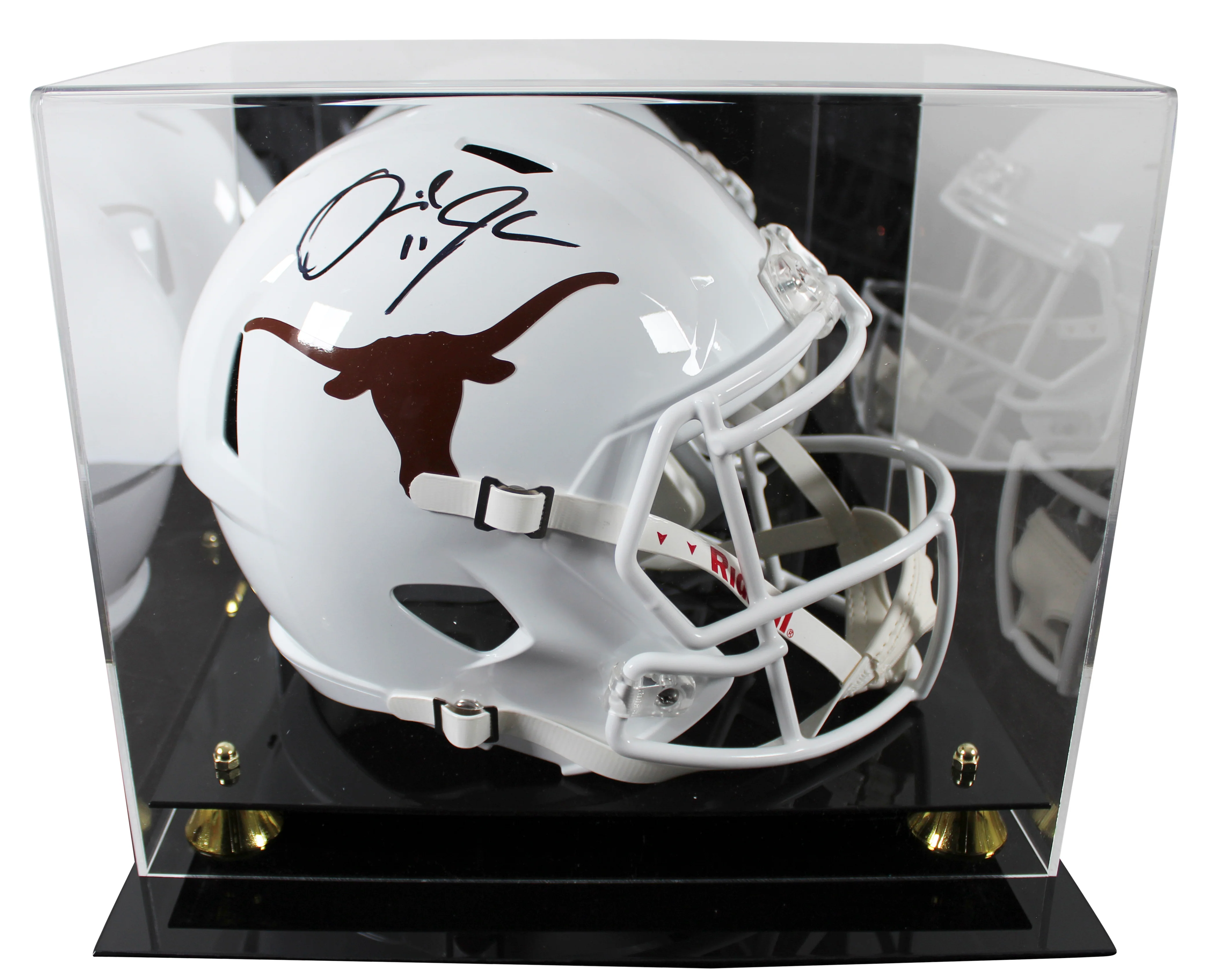 Texas Derrick Johnson Signed Full Size Speed Rep Helmet W/ Case BAS Witnessed - Image 2