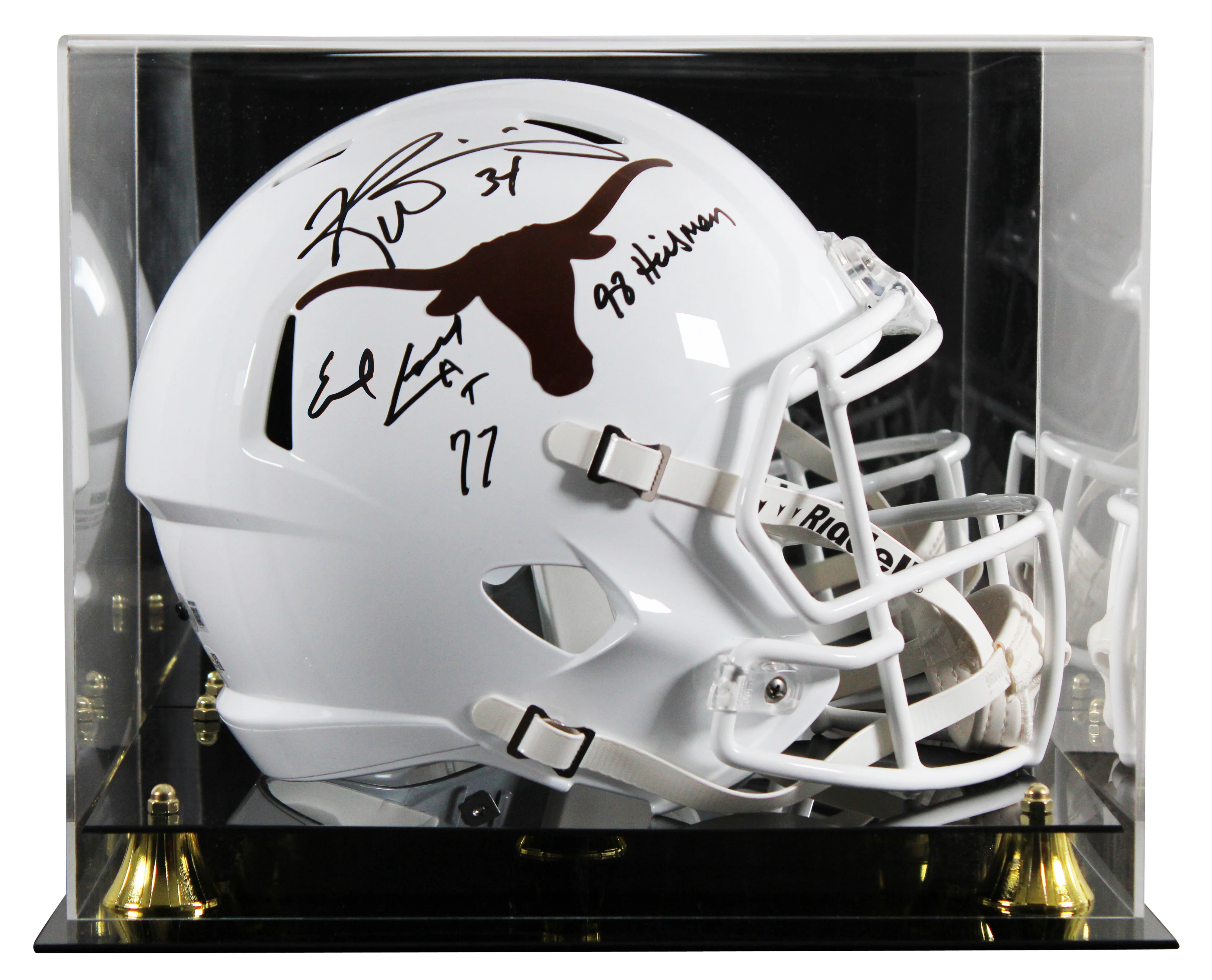 Texas Ricky Williams & Earl Campbell Signed F/S Speed Rep Helmet w/ Case BAS JSA
