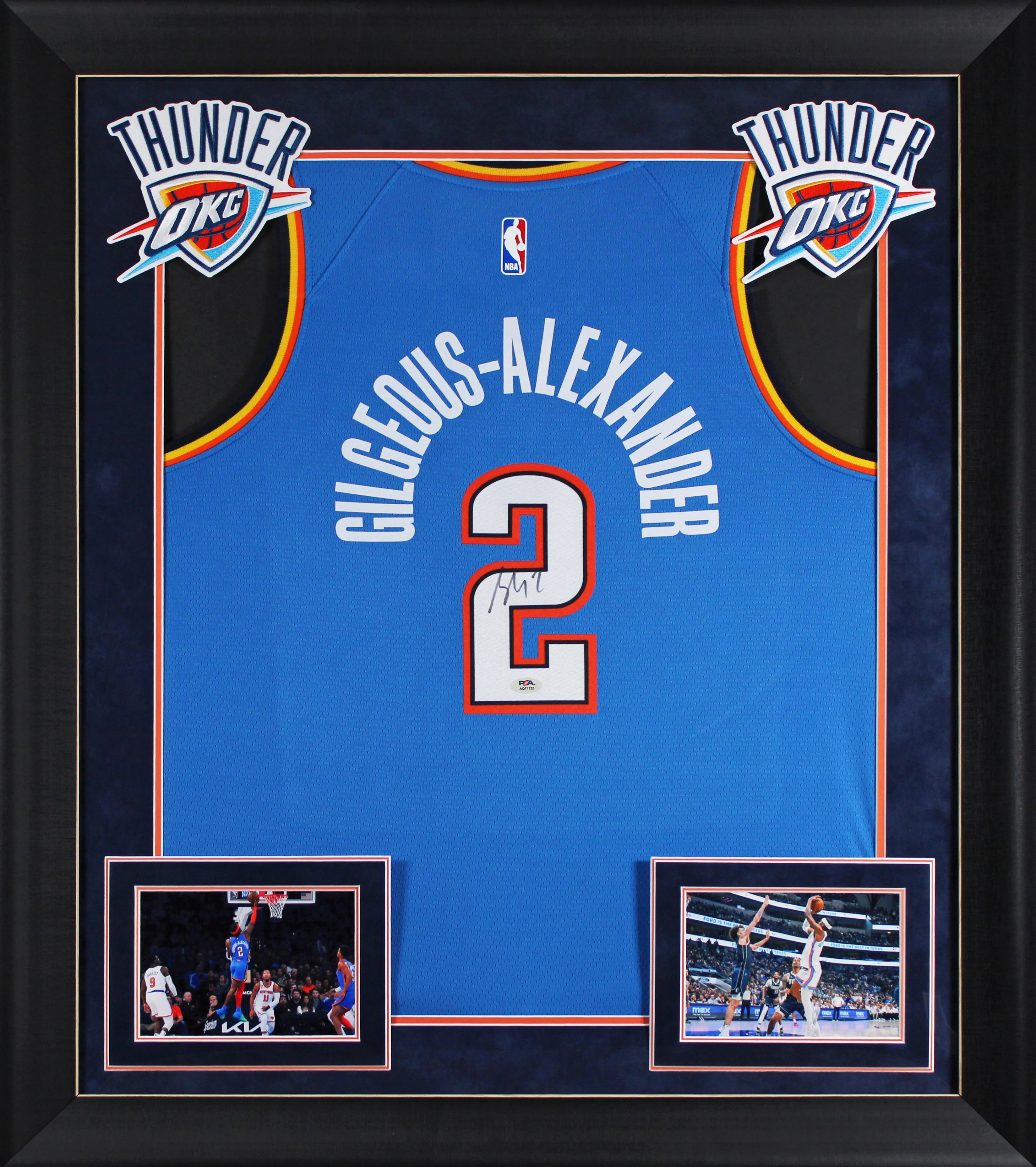 Thunder Shai Gilgeous-Alexander Signed Blue Nike Icon Edition Framed Jersey PSA - Image 2