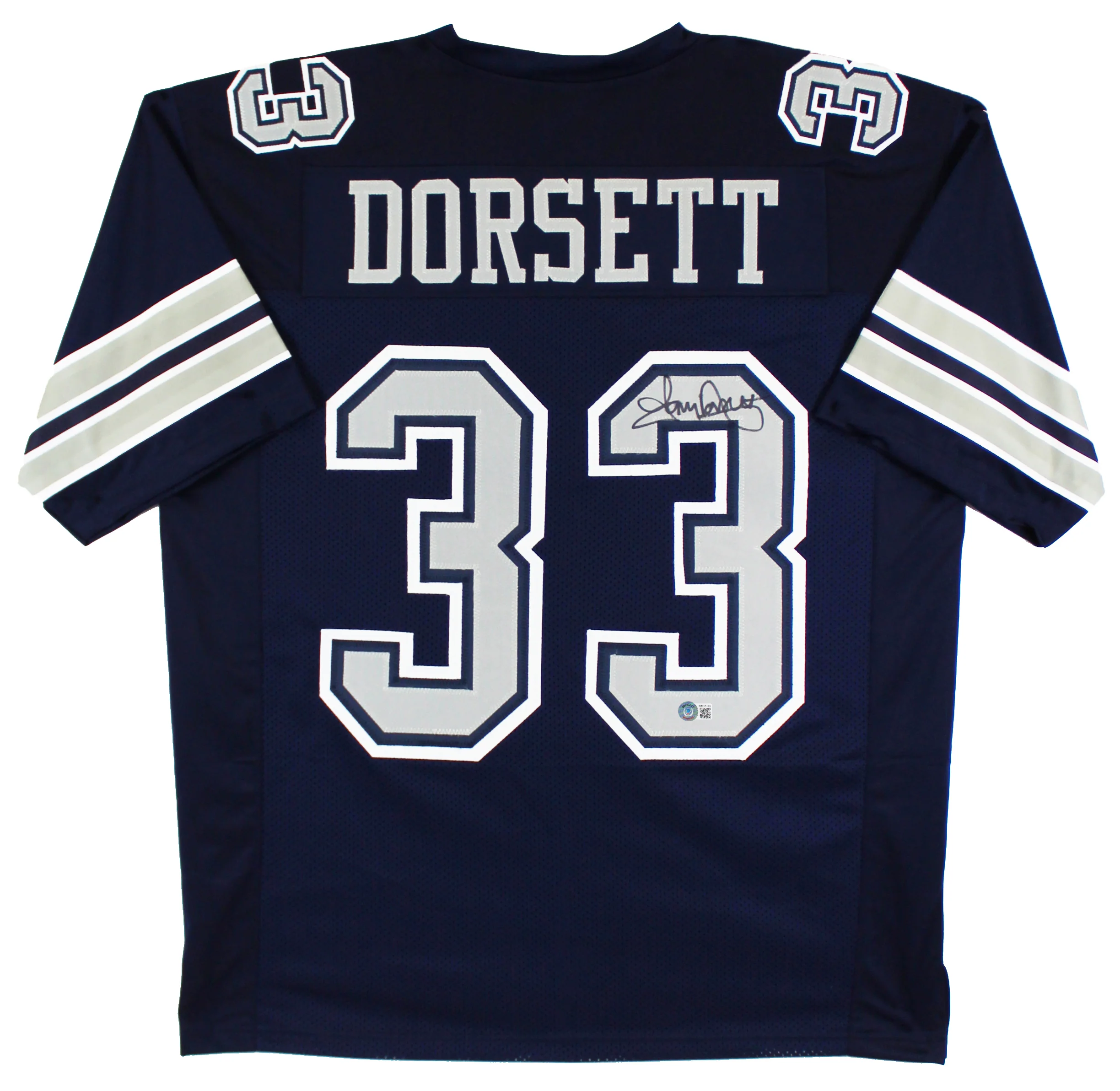 Tony Dorsett Signed Navy Blue Pro Style Jersey w/ Grey Numbers BAS Witnessed - Image 2