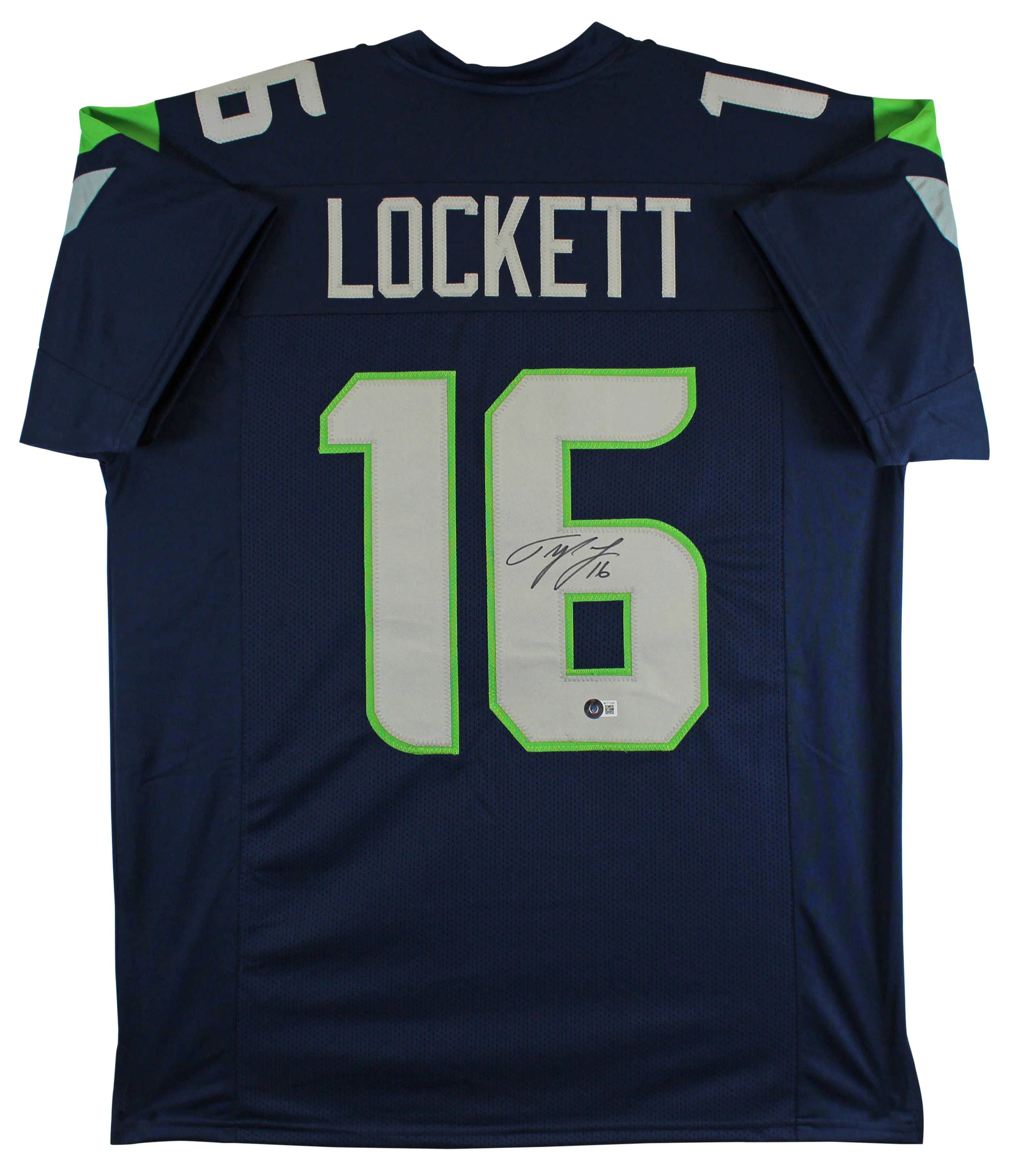 Tyler Lockett Authentic Signed Navy Blue Pro Style Jersey BAS Witnessed - Image 2