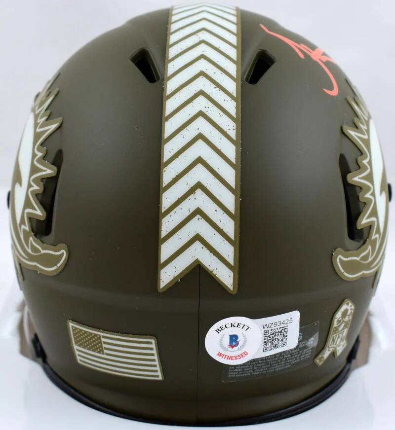 Tyreek Hill Signed Dolphins Salute to Service Speed Mini Helmet-Beckett W Holo - Image 3