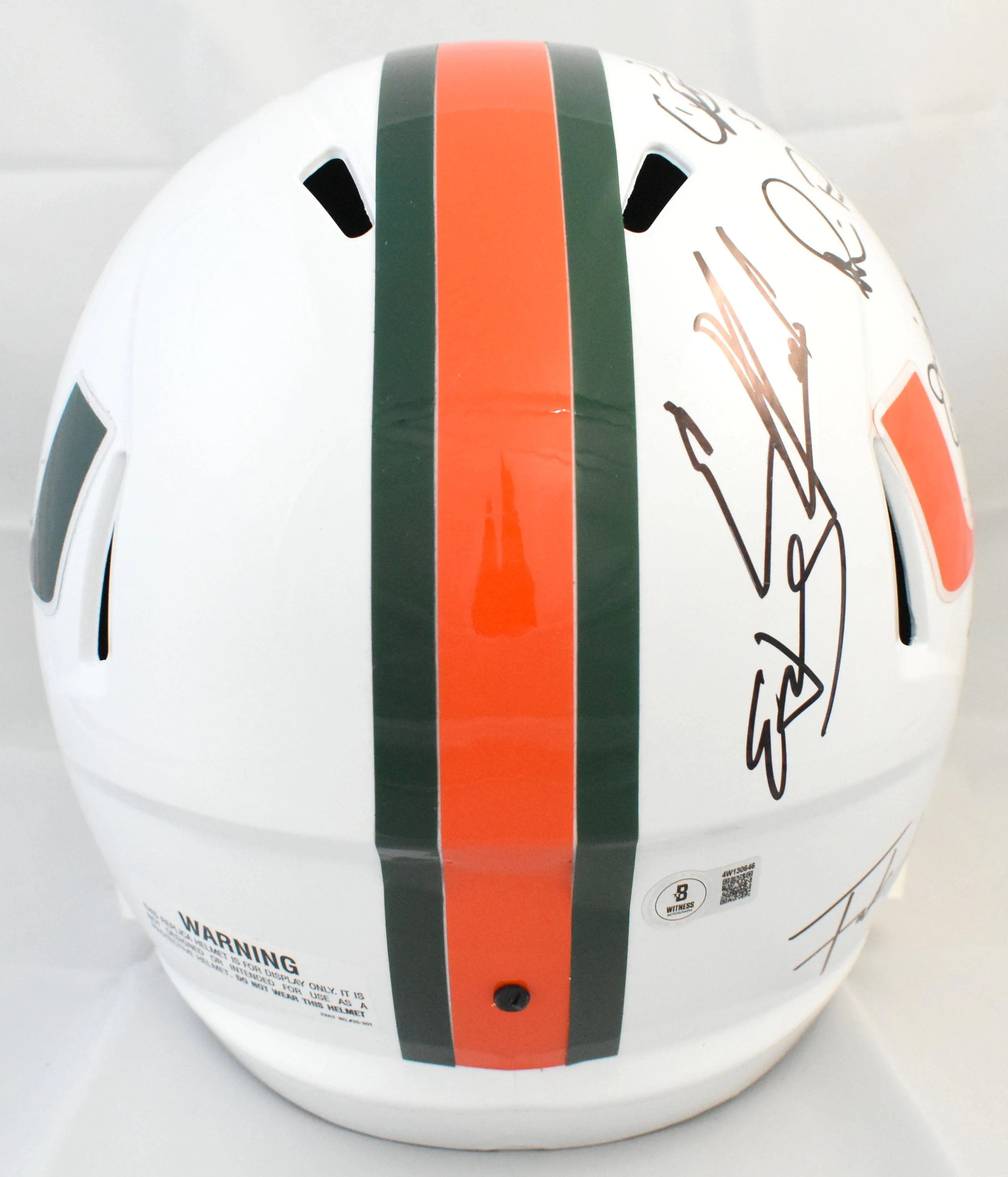 University of Miami Hurricanes Legends F/S Speed Helmet 11 Sigs - Beckett W Holo - Image 6